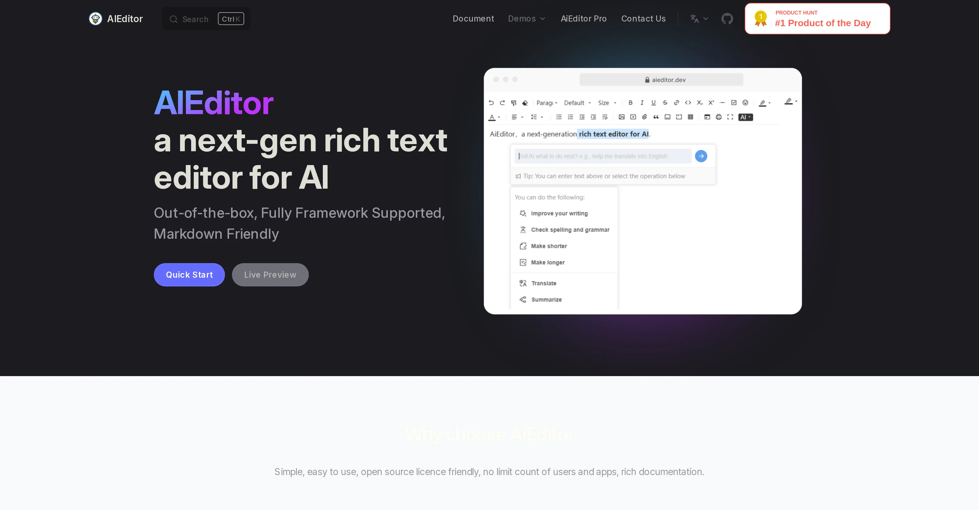 AI Editor website