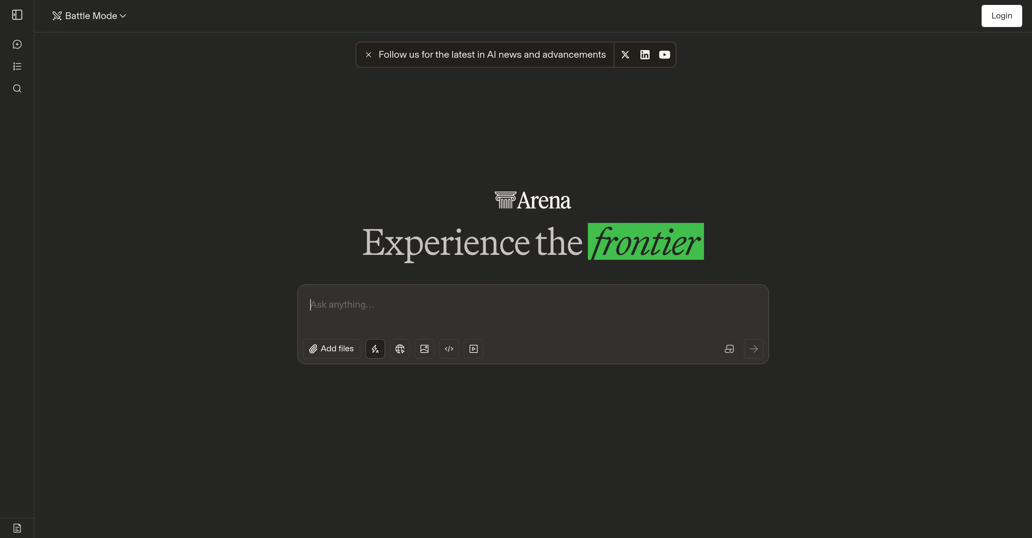 Arena AI website