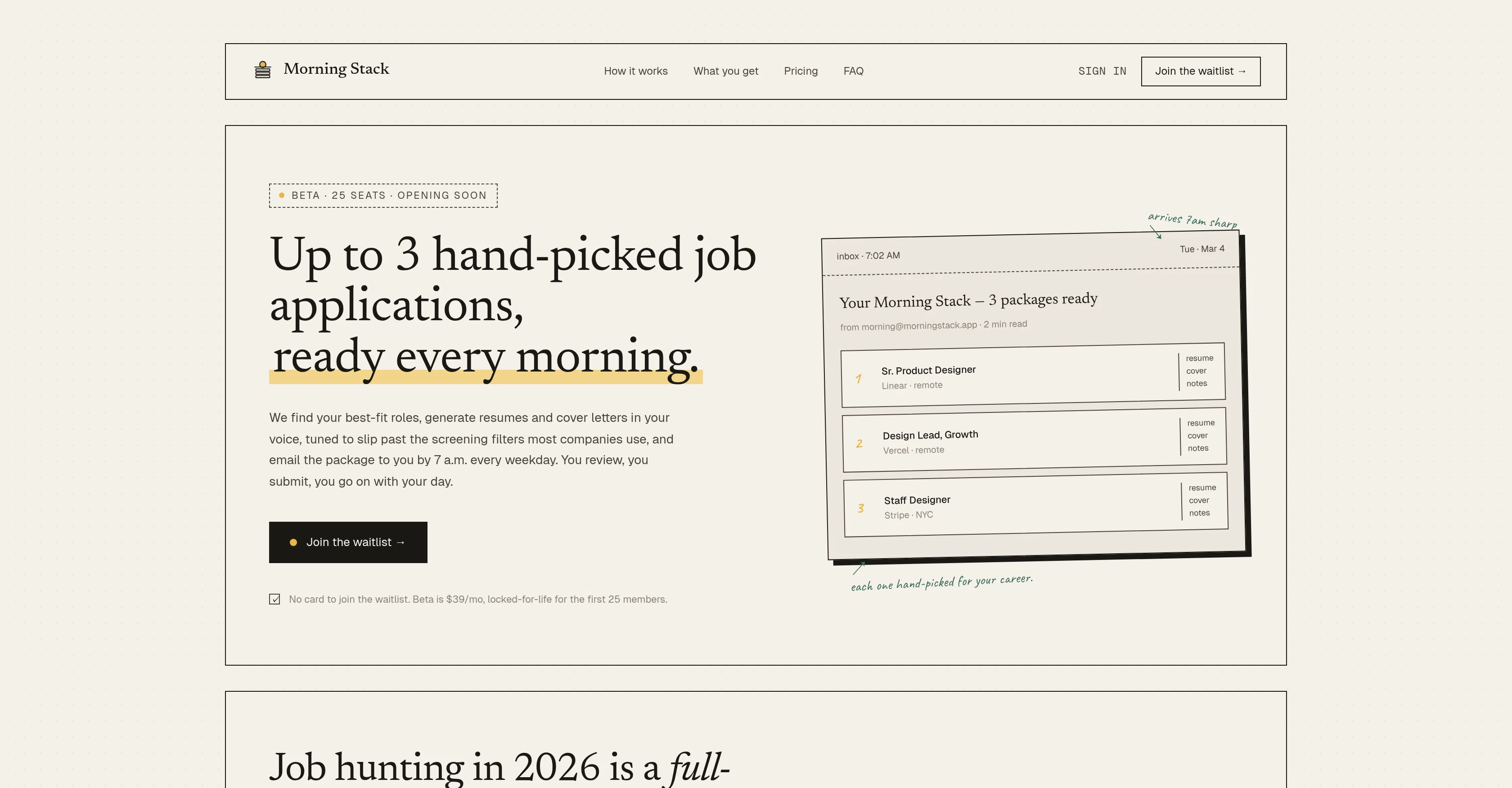 Morning Stack website