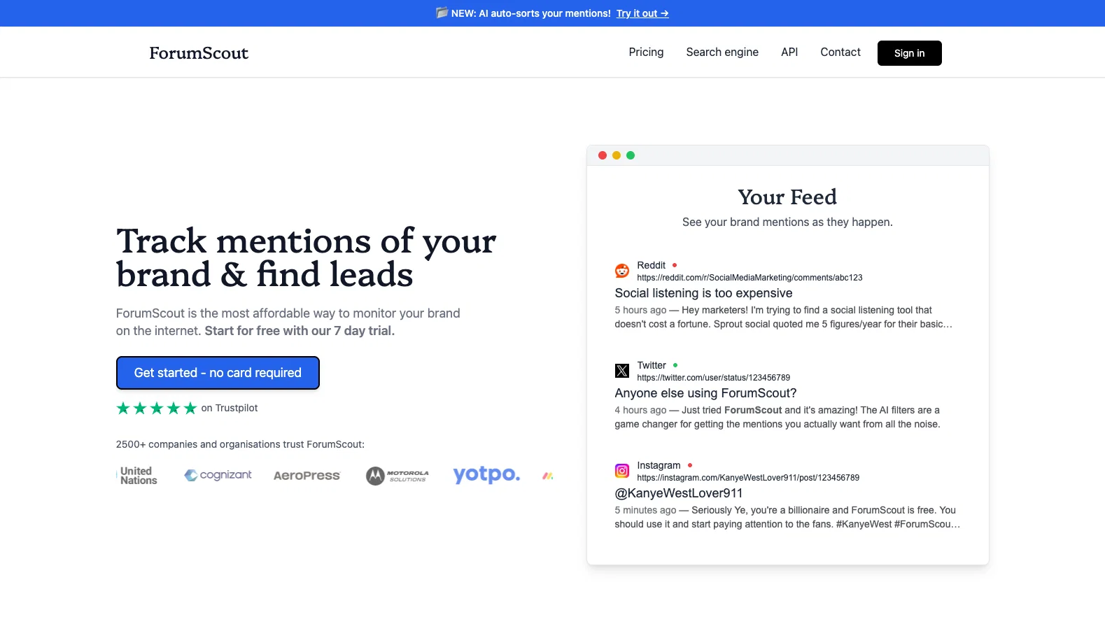 ForumScout - AI Social Listening Tool website