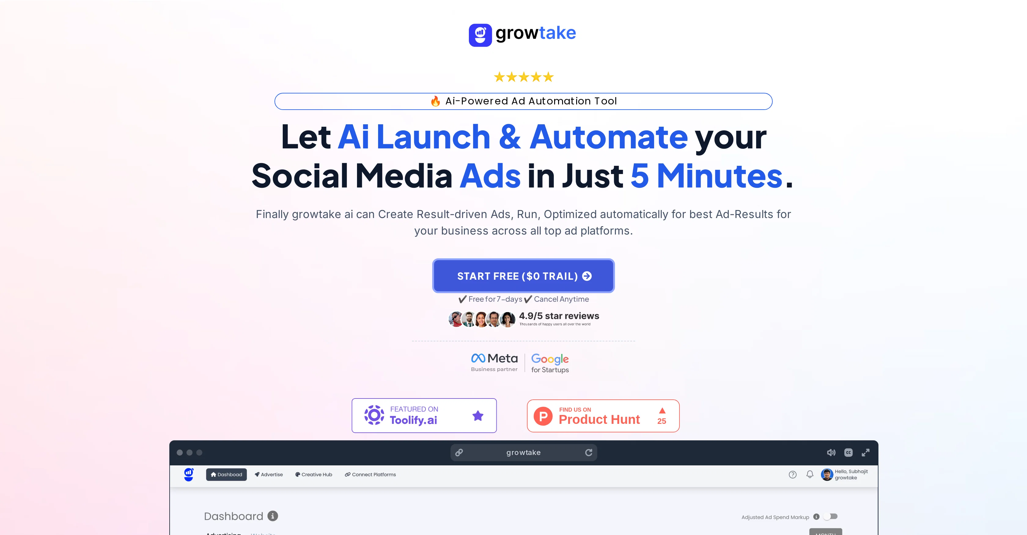 Growtake AI Ads website