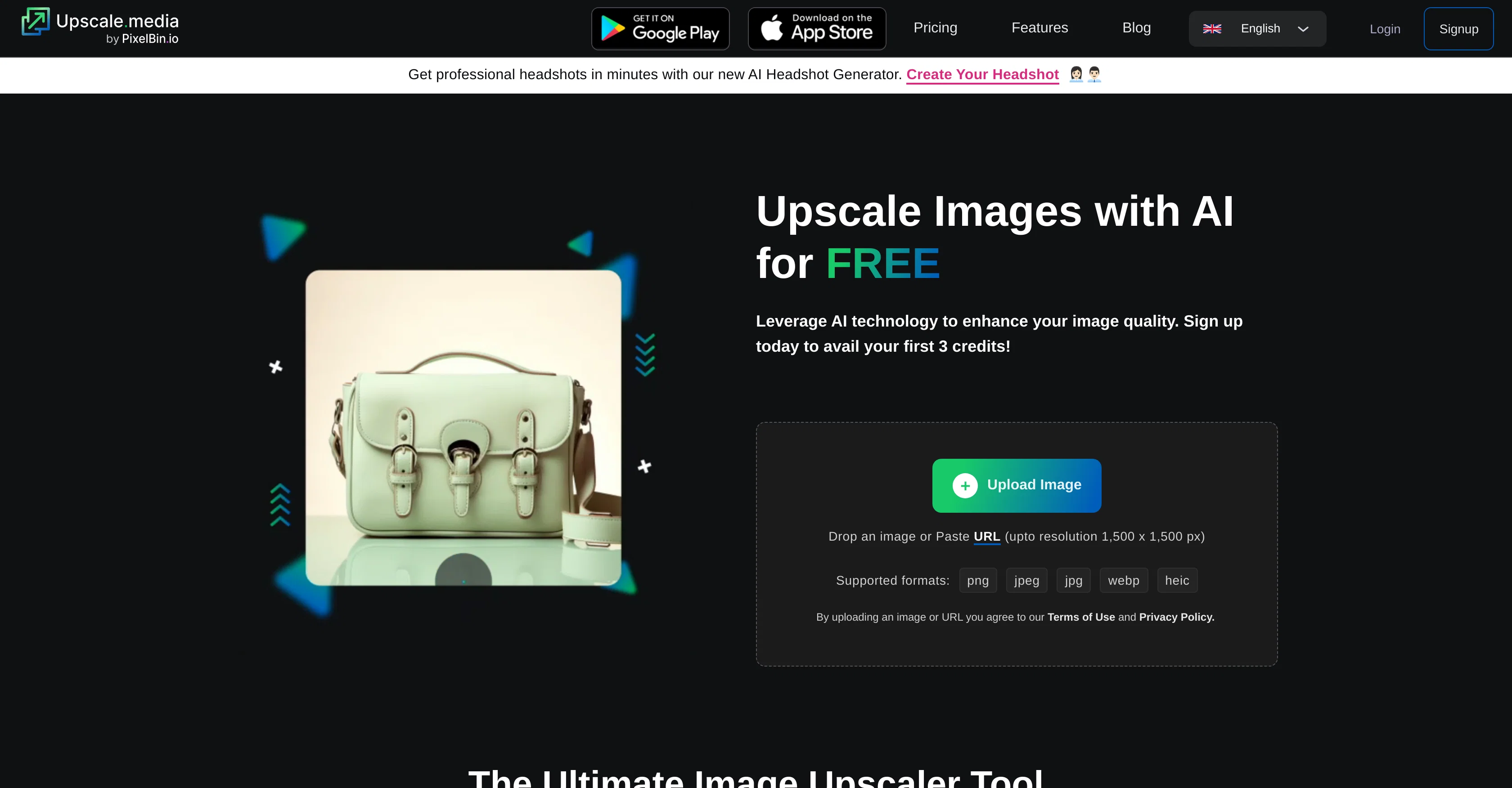 AI Image Upscaler website