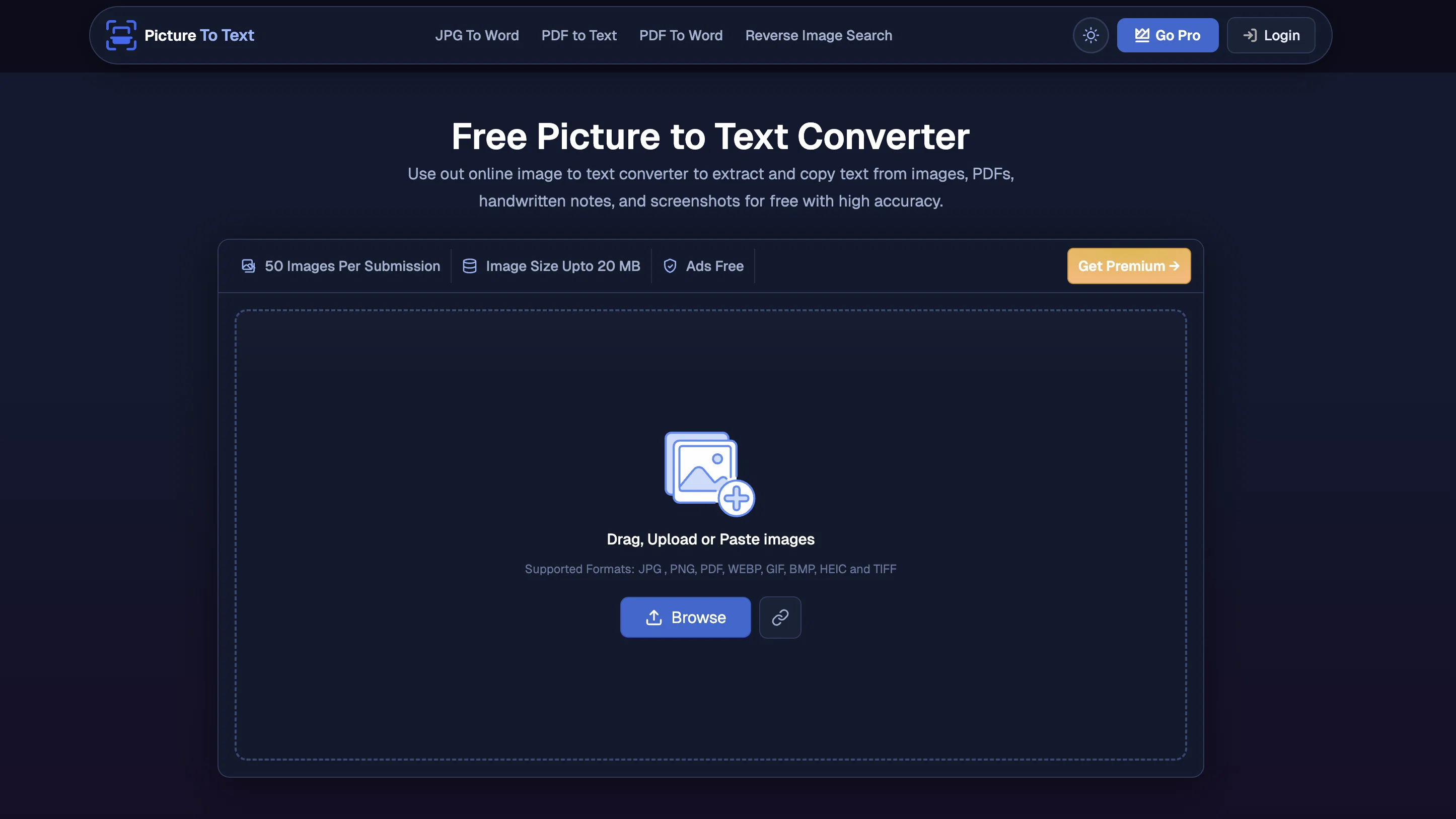 Picture To Text Converter website
