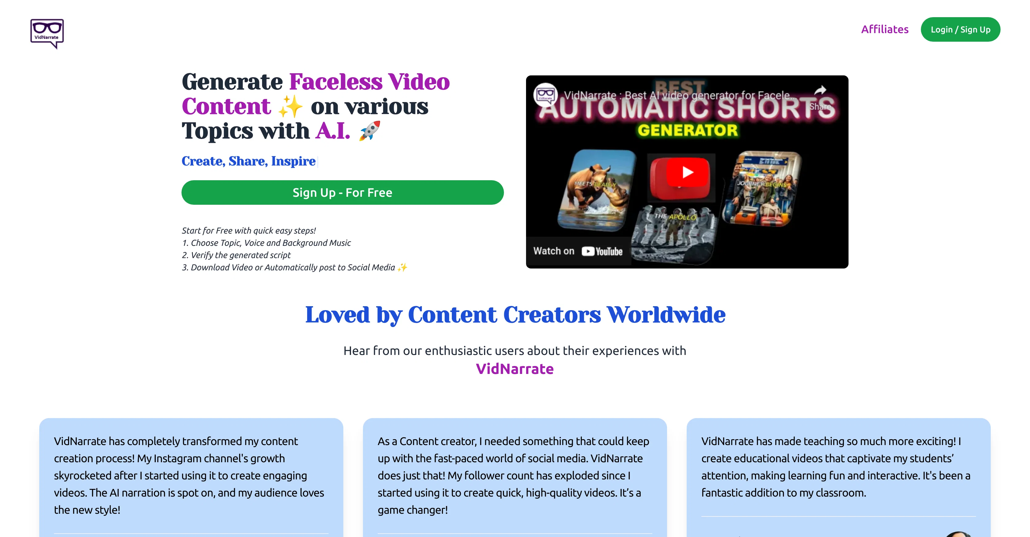 VidNarrate website