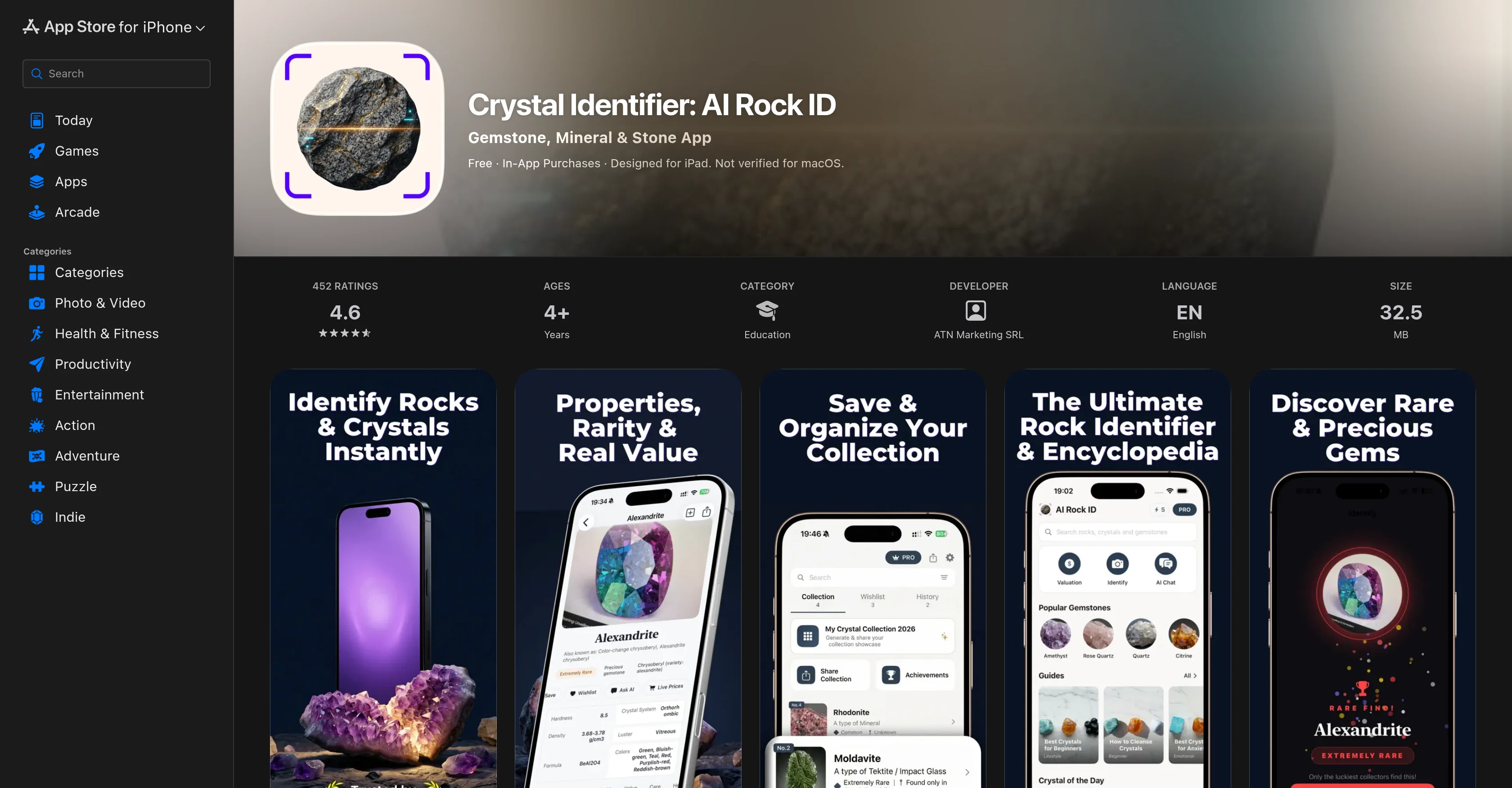Crystal Identifier: AI Rock ID website