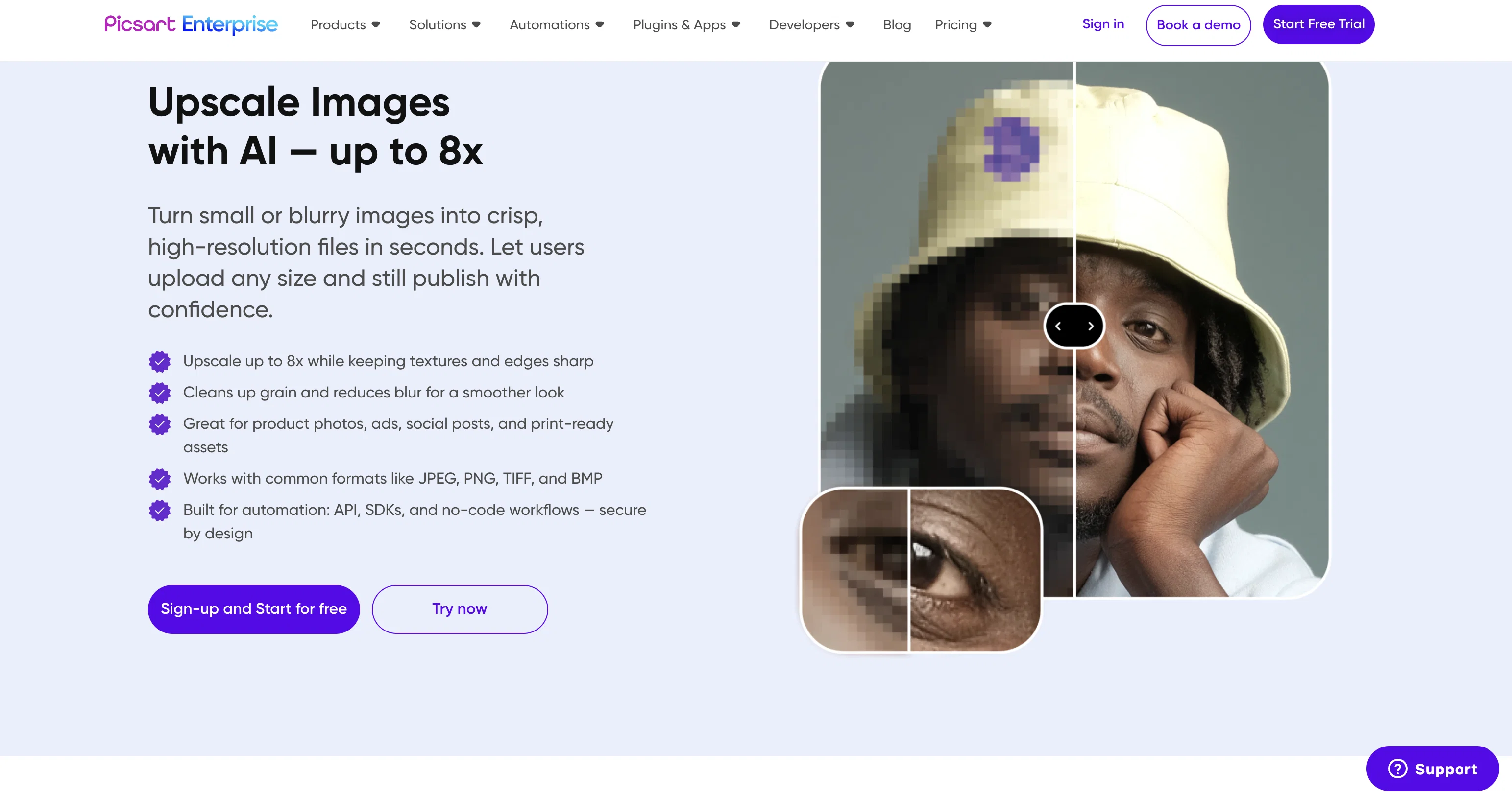 Image Upscale by Picsart website