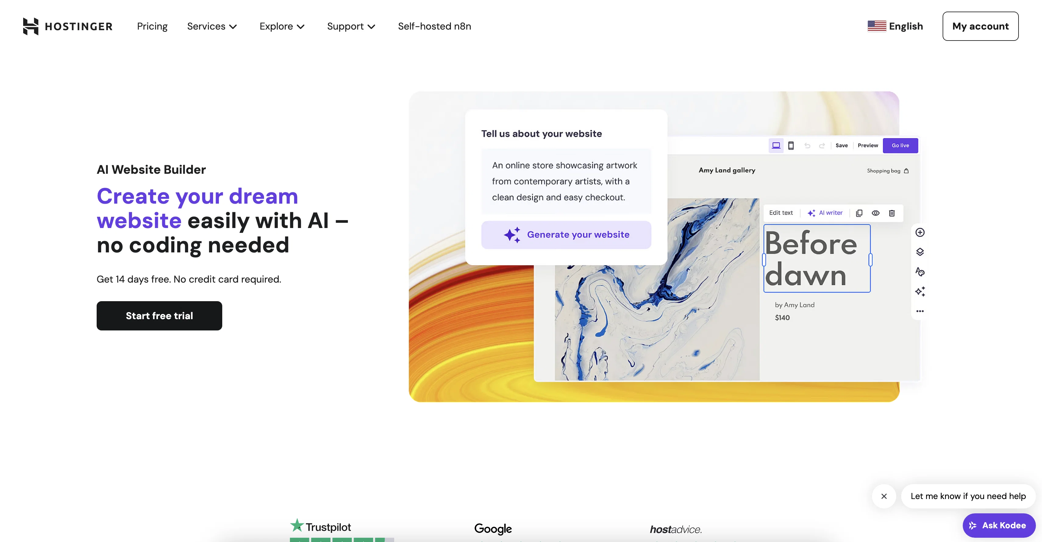 AI Website Builder | Hostinger website