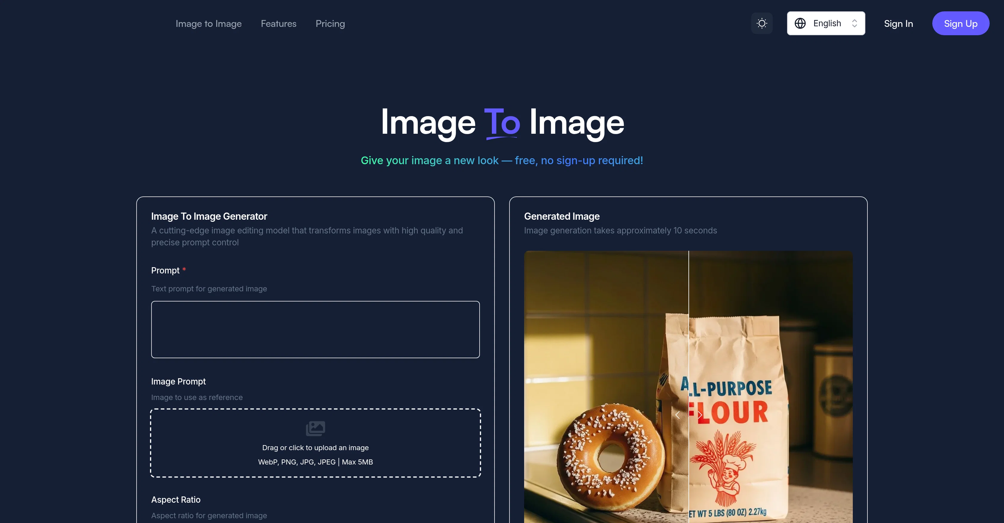 Image to Image.tech website