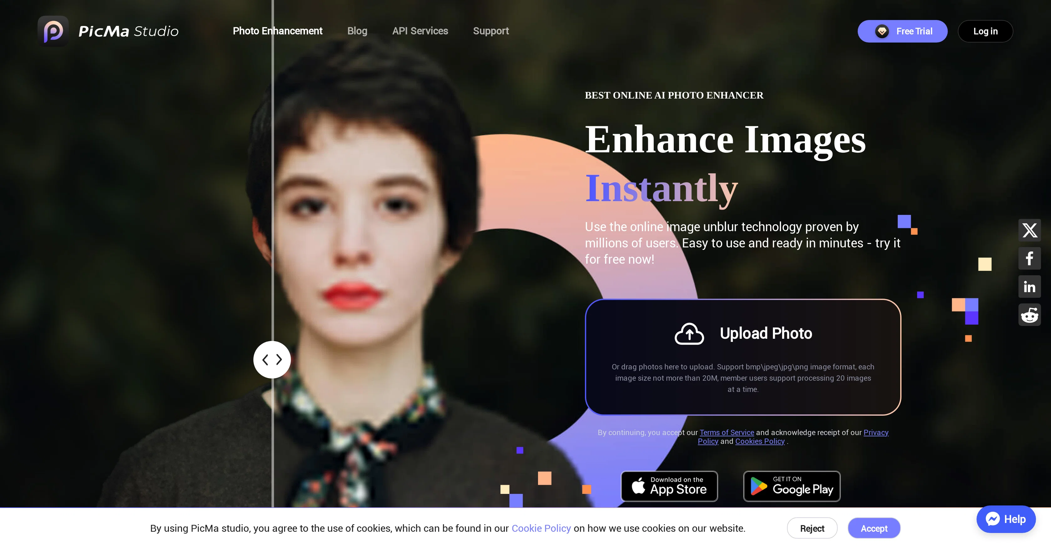 PicMa Photo Enhancer website