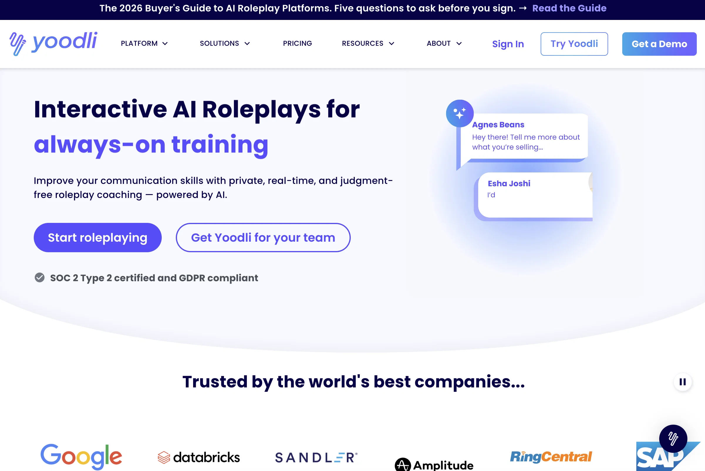Yoodli AI website