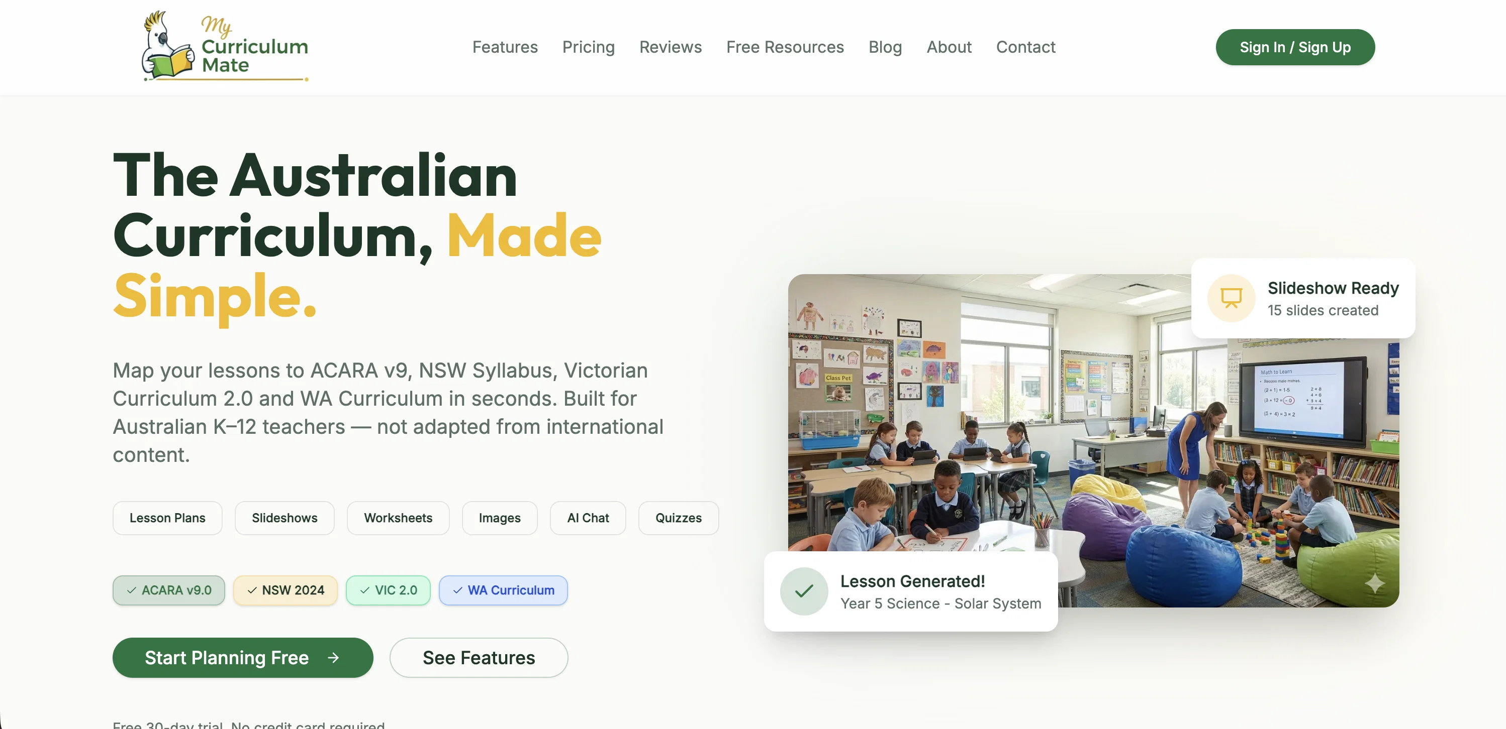 My Curriculum Mate Australia website