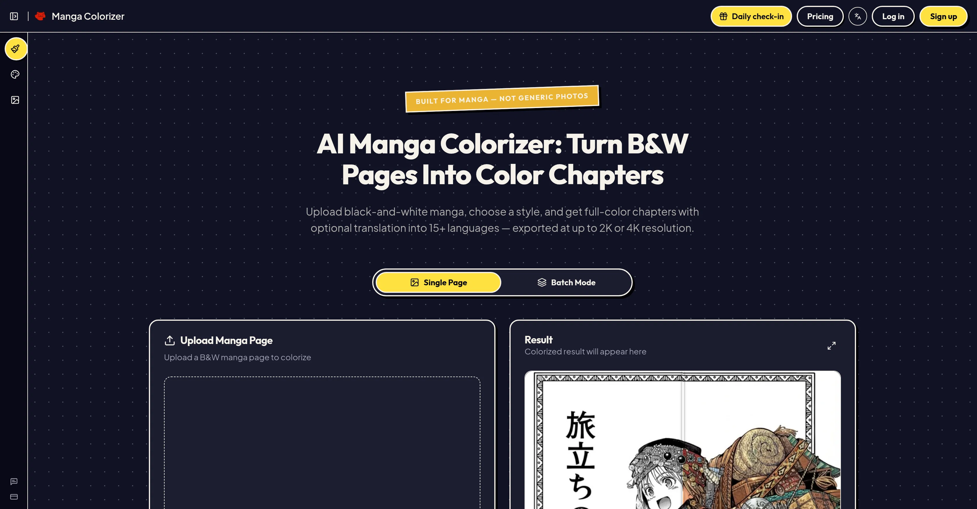 Manga Colorizer website