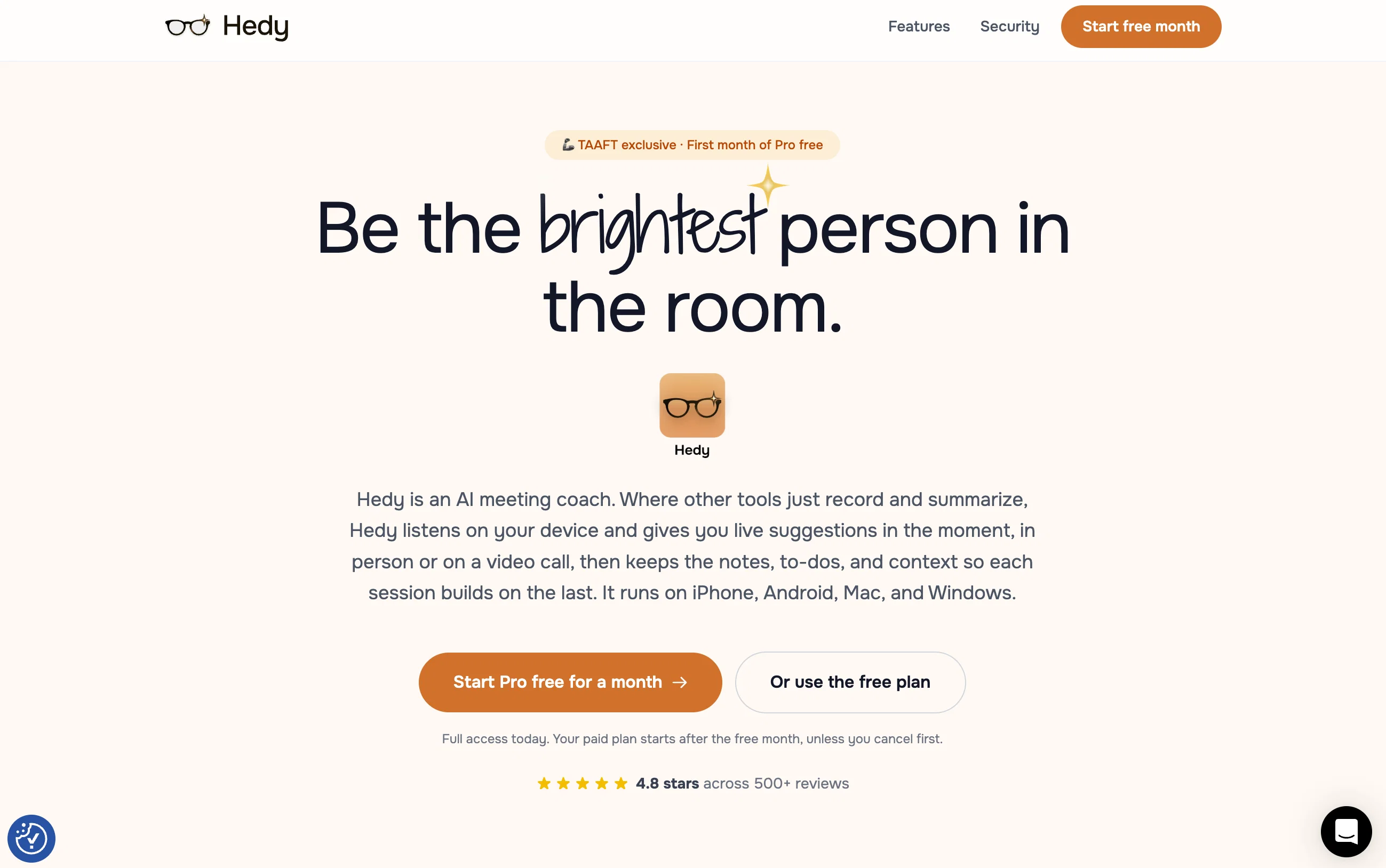 Hedy AI website