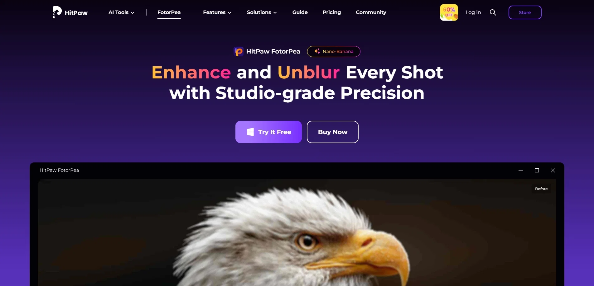 HitPaw FotorPea Photo Enhancer website
