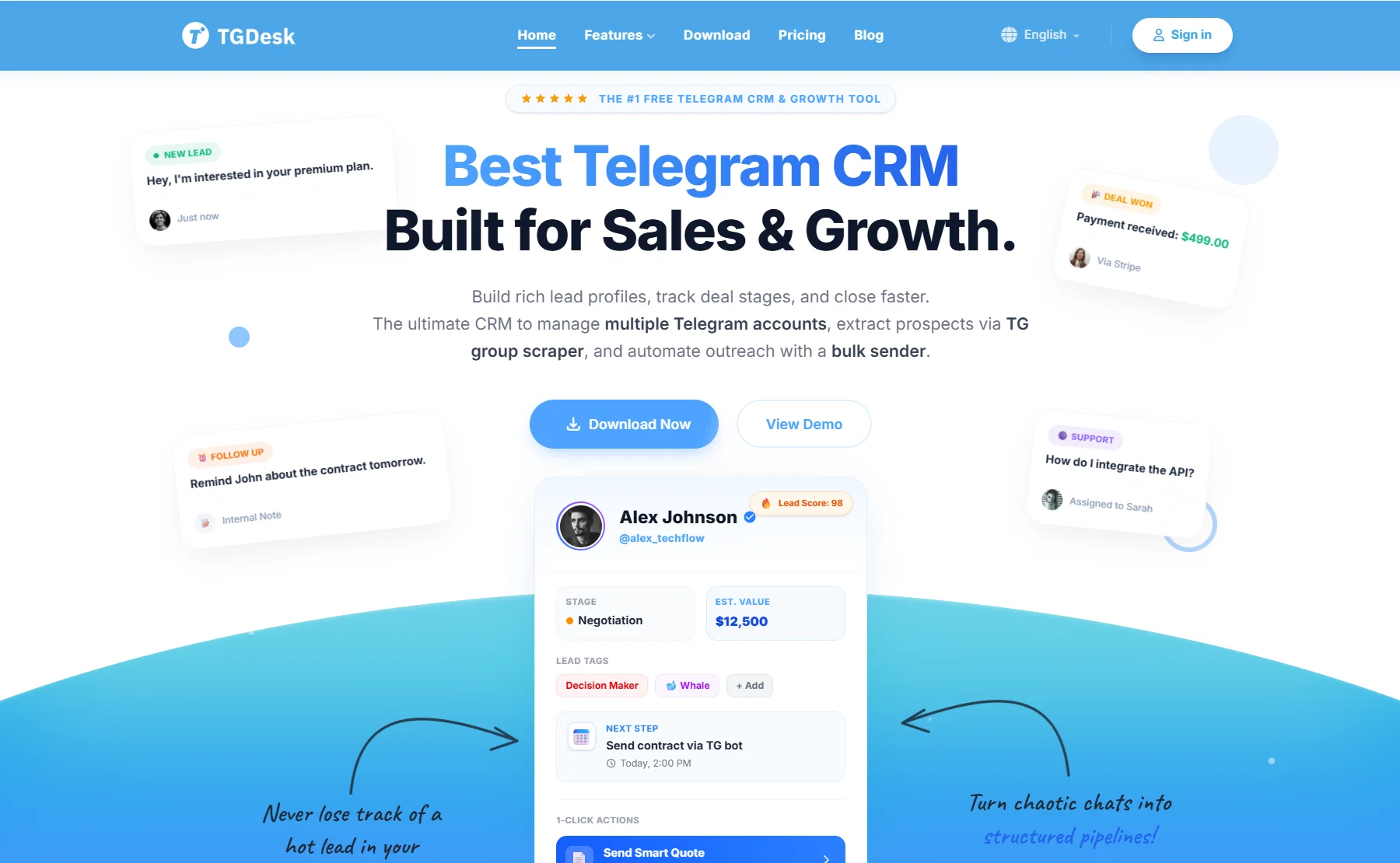 Telegram CRM - TGDesk website