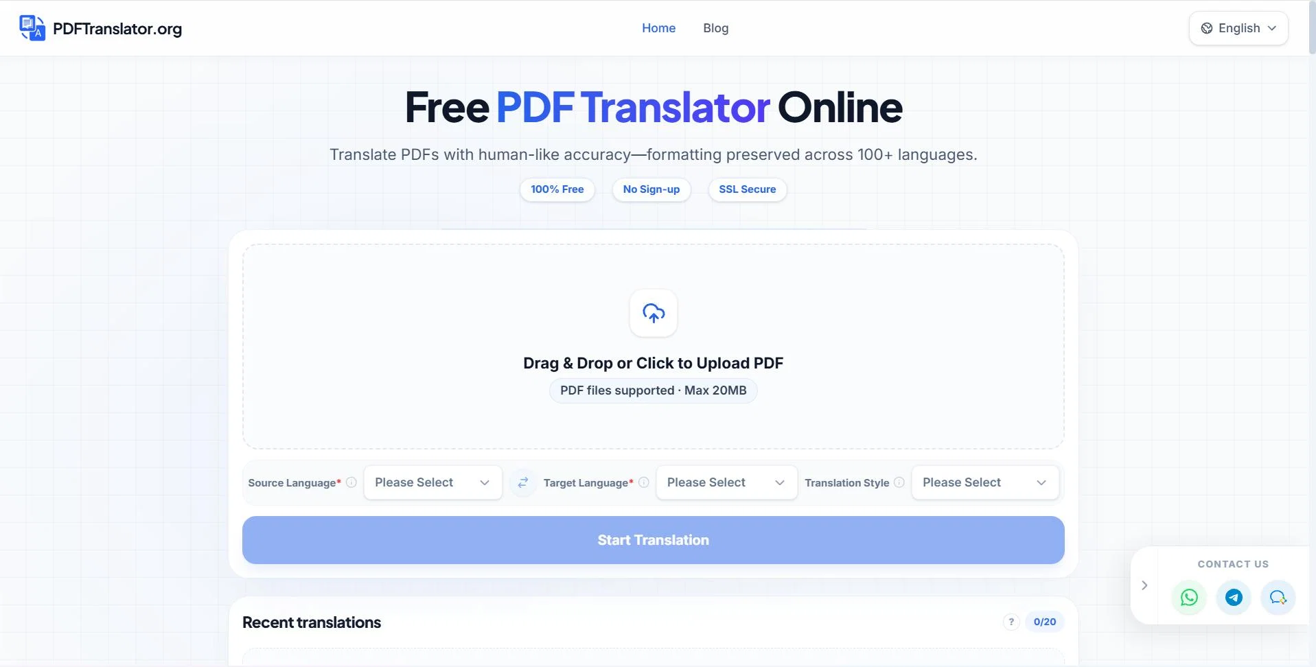 PDFTranslator website