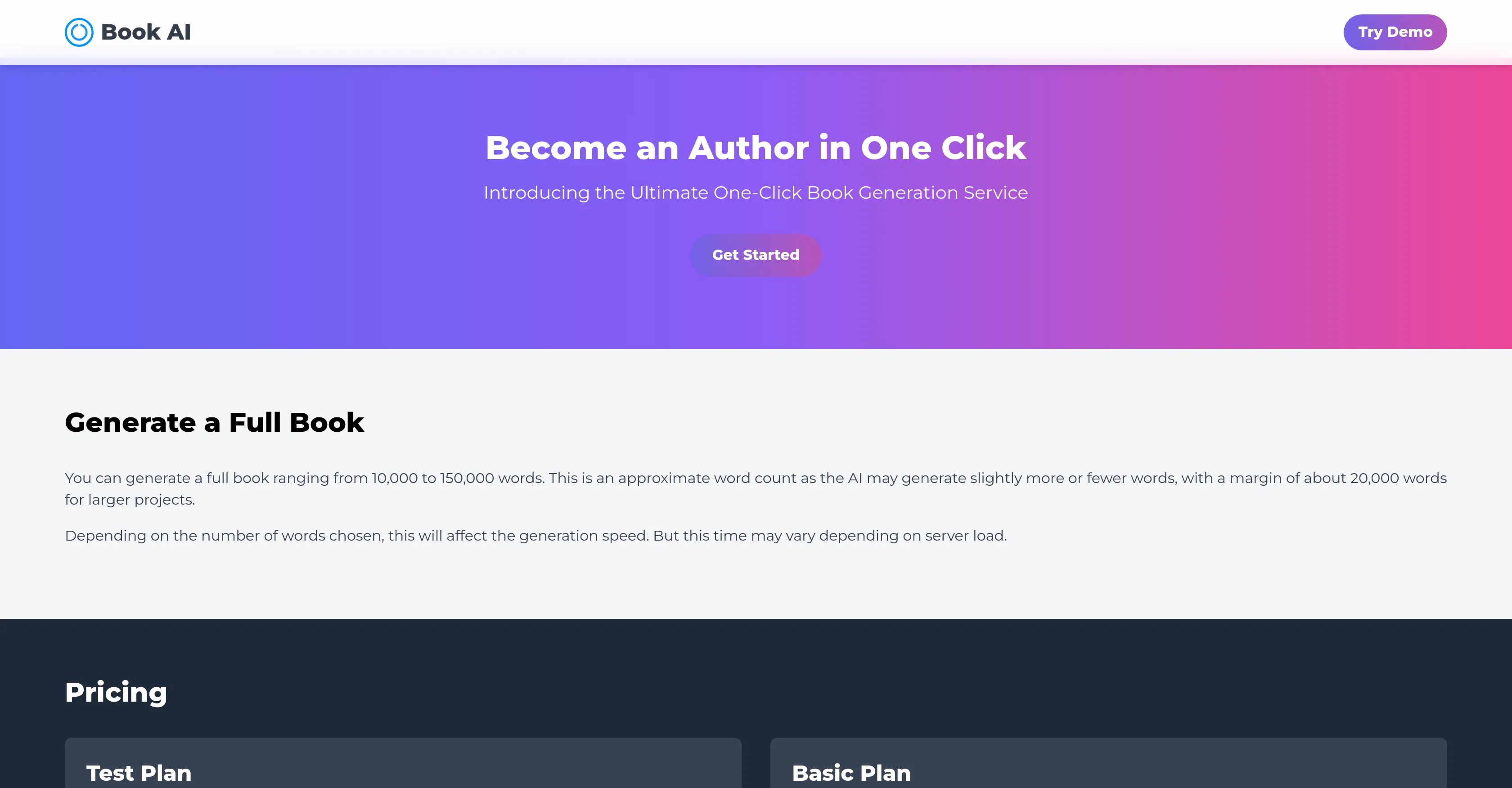 Book AI website