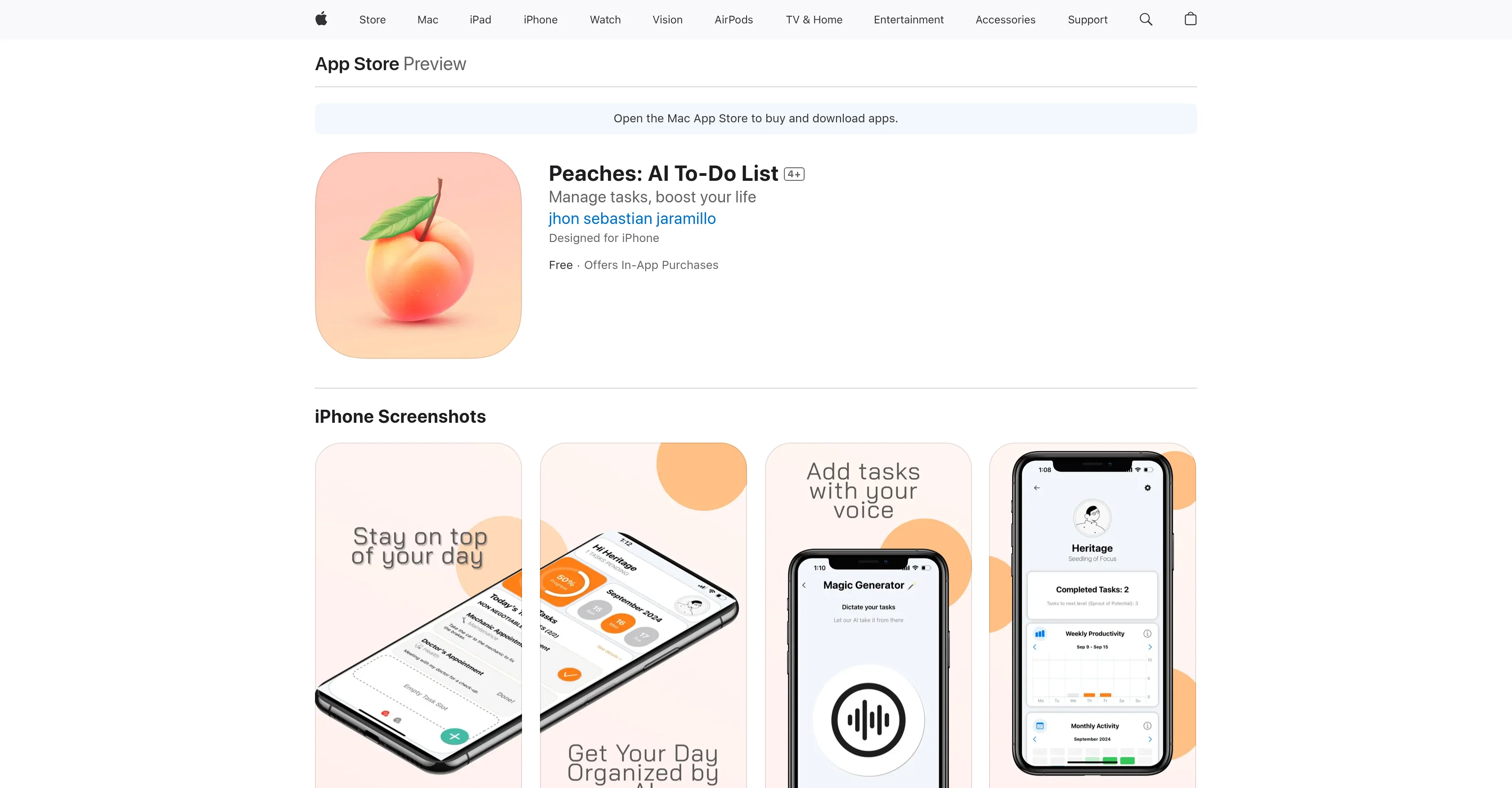 Peaches: AI To-Do List website