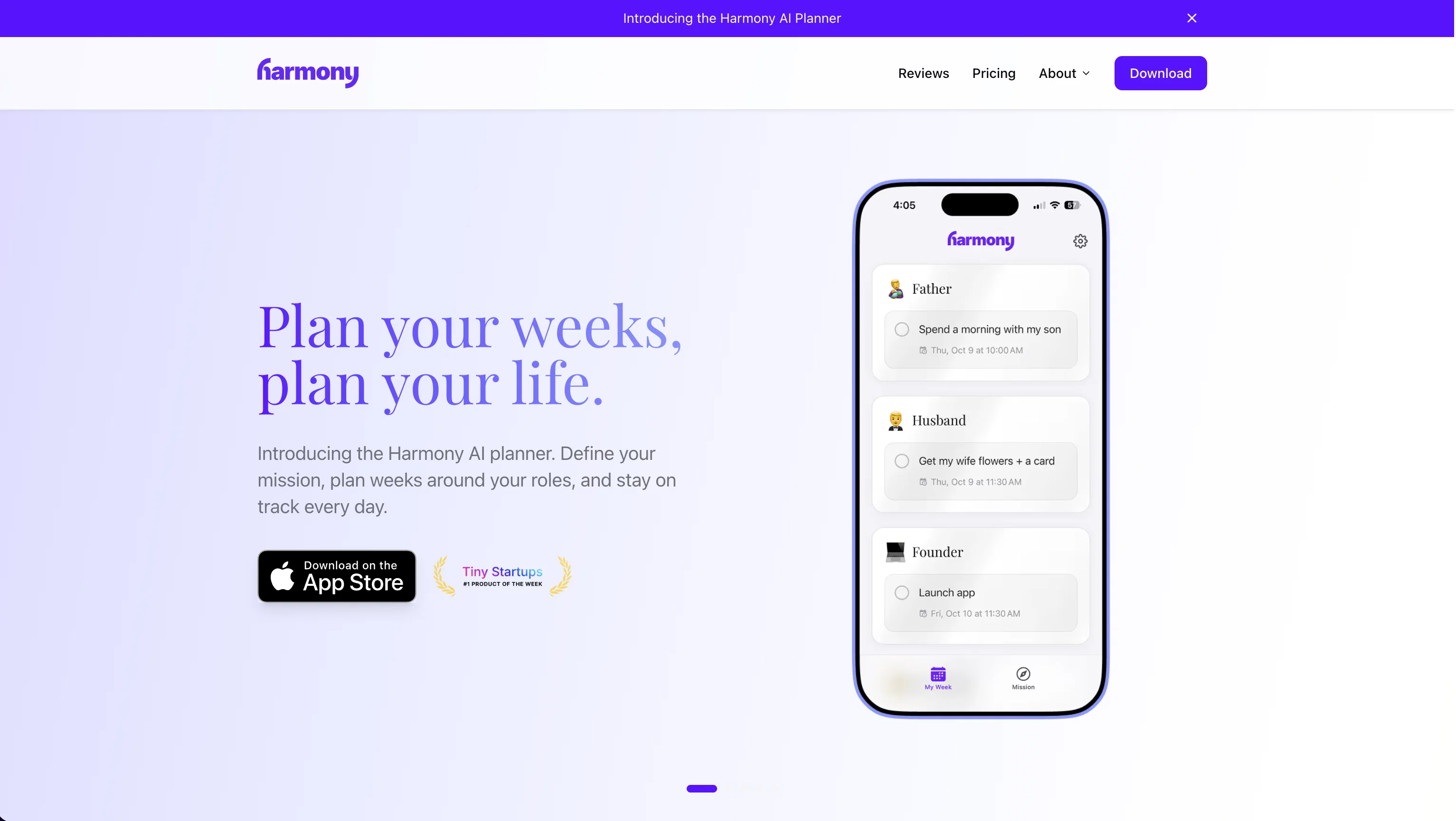 Harmony AI Planner website