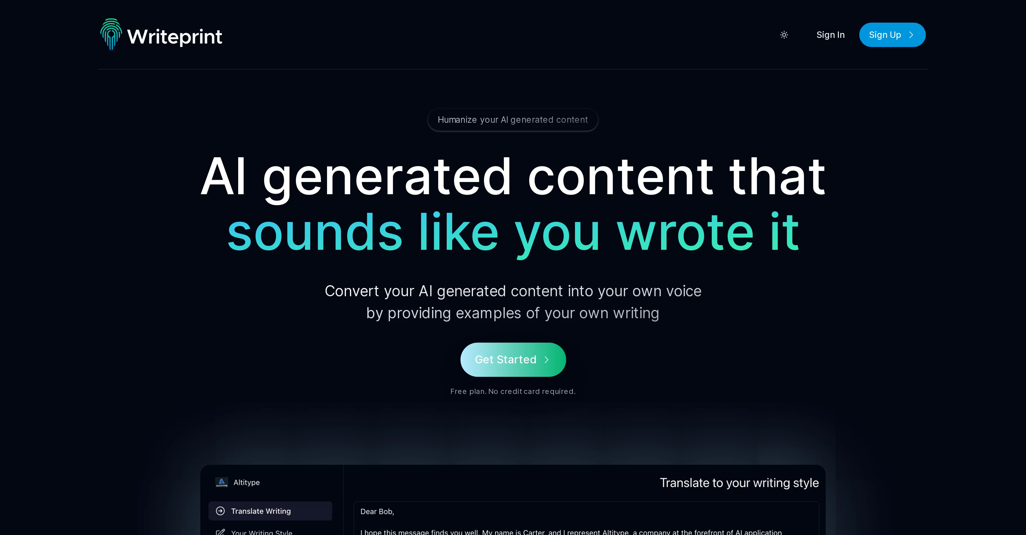 Writeprint.ai website