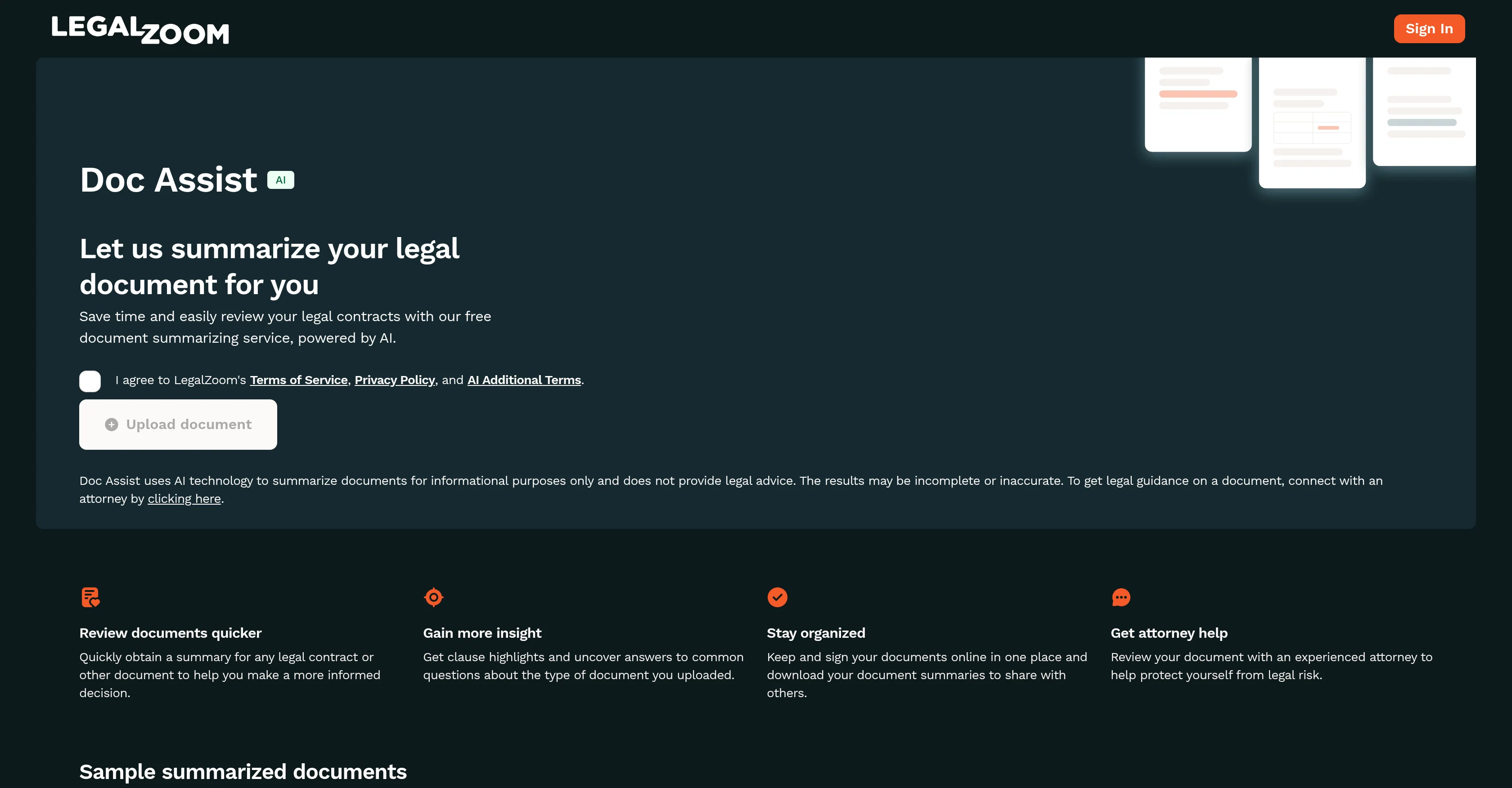 LegalZoom Doc Assist website