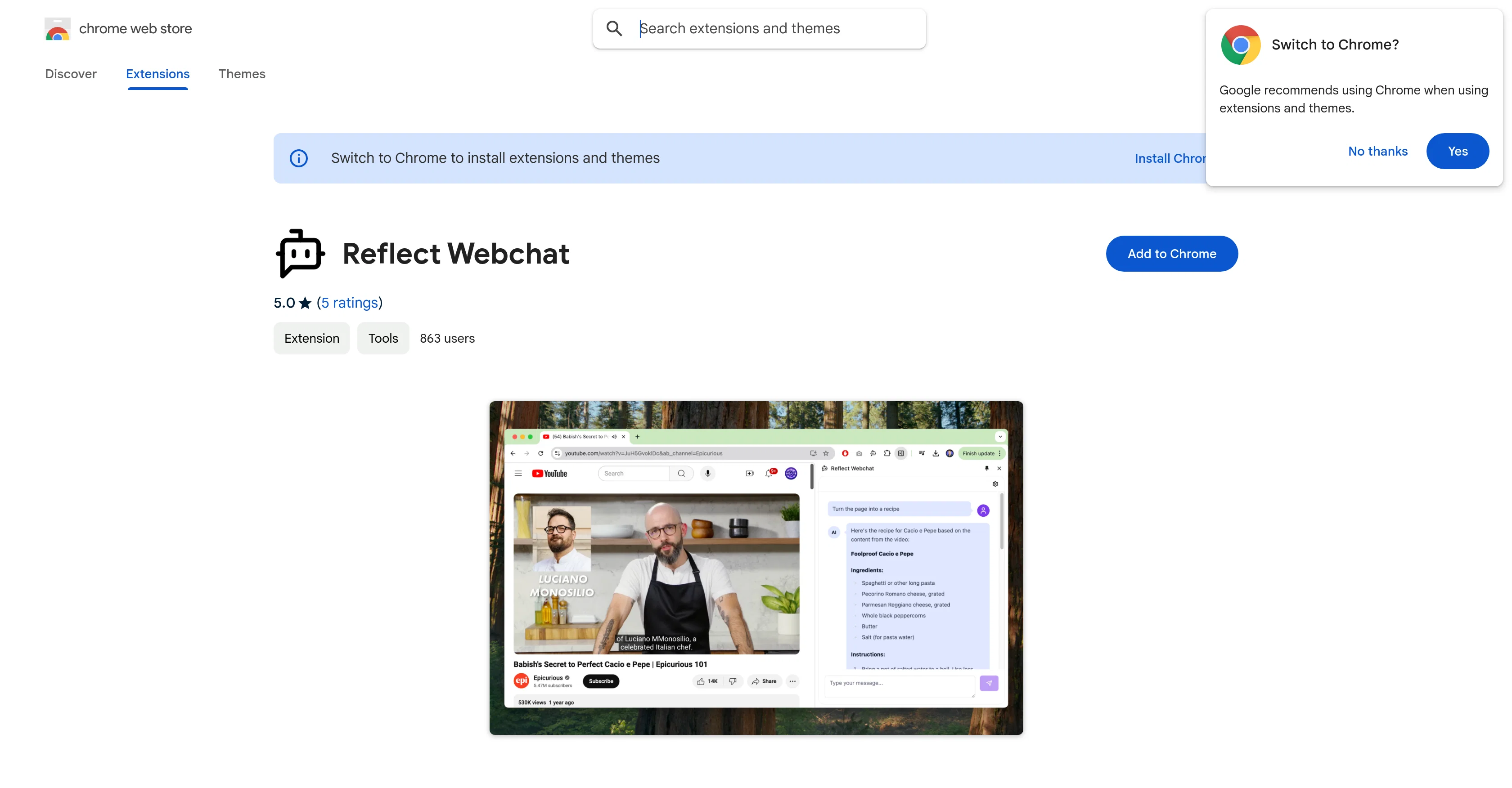 Reflect Webchat website