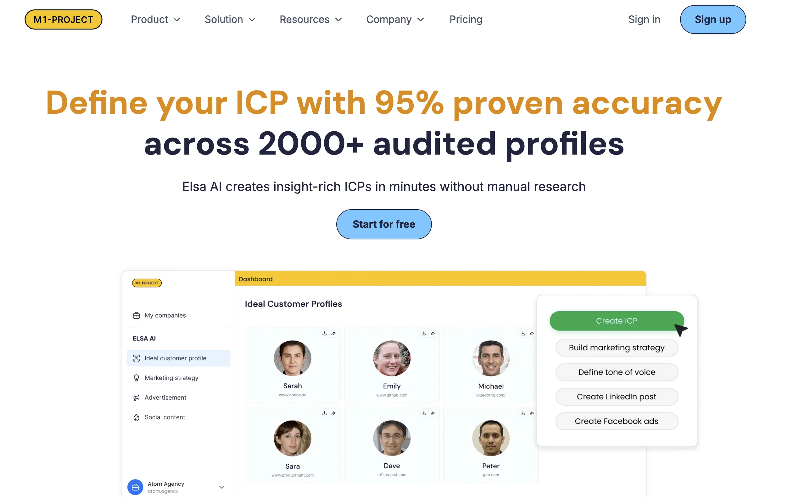 Customer Research (Elsa AI) website