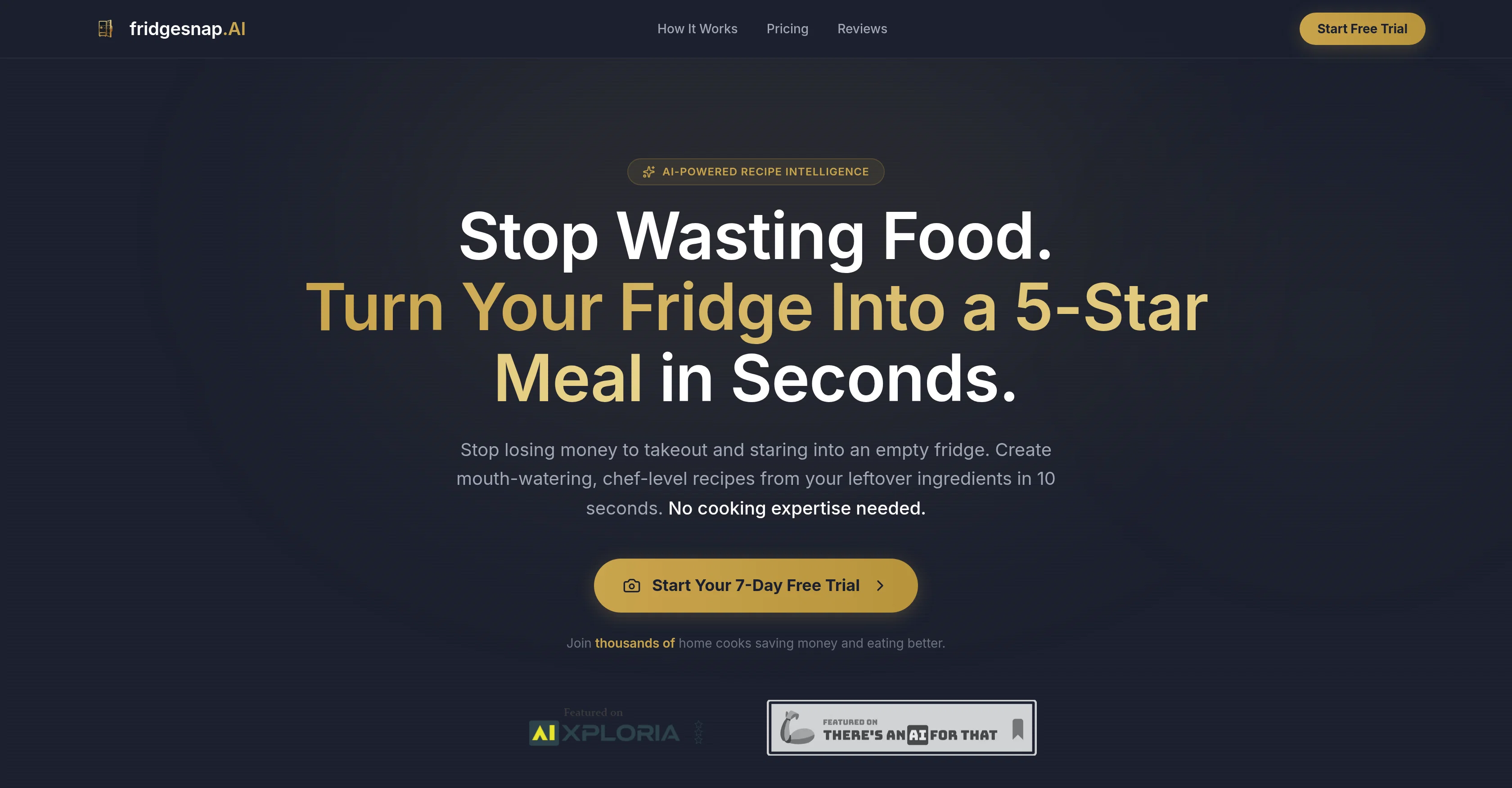 fridgesnap.AI website