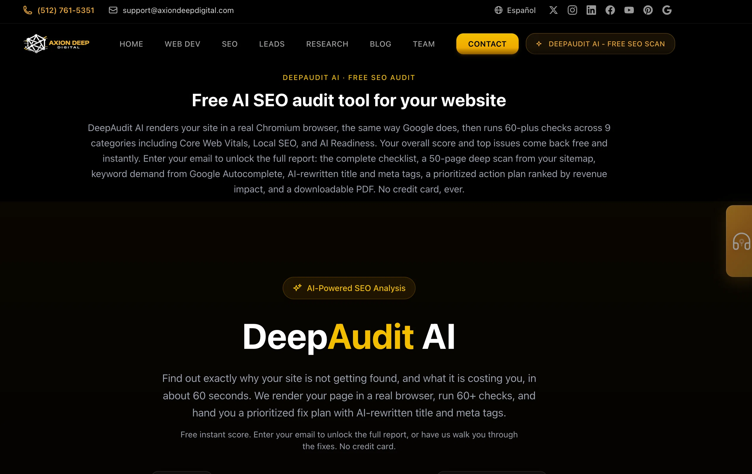 DeepAudit AI - Free SEO Scan Tool website