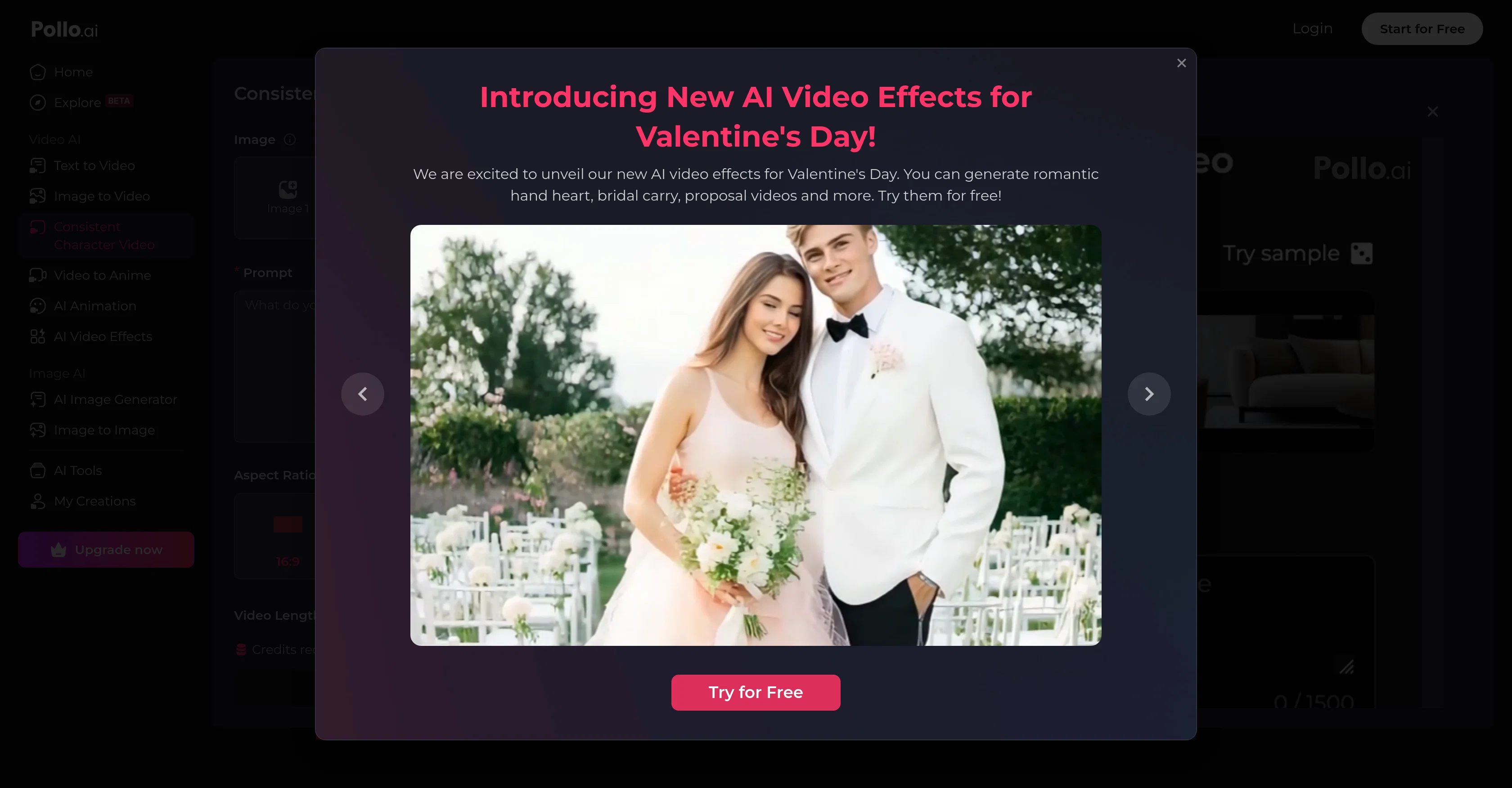 Pollo AI's Consistent Character Video Generator website