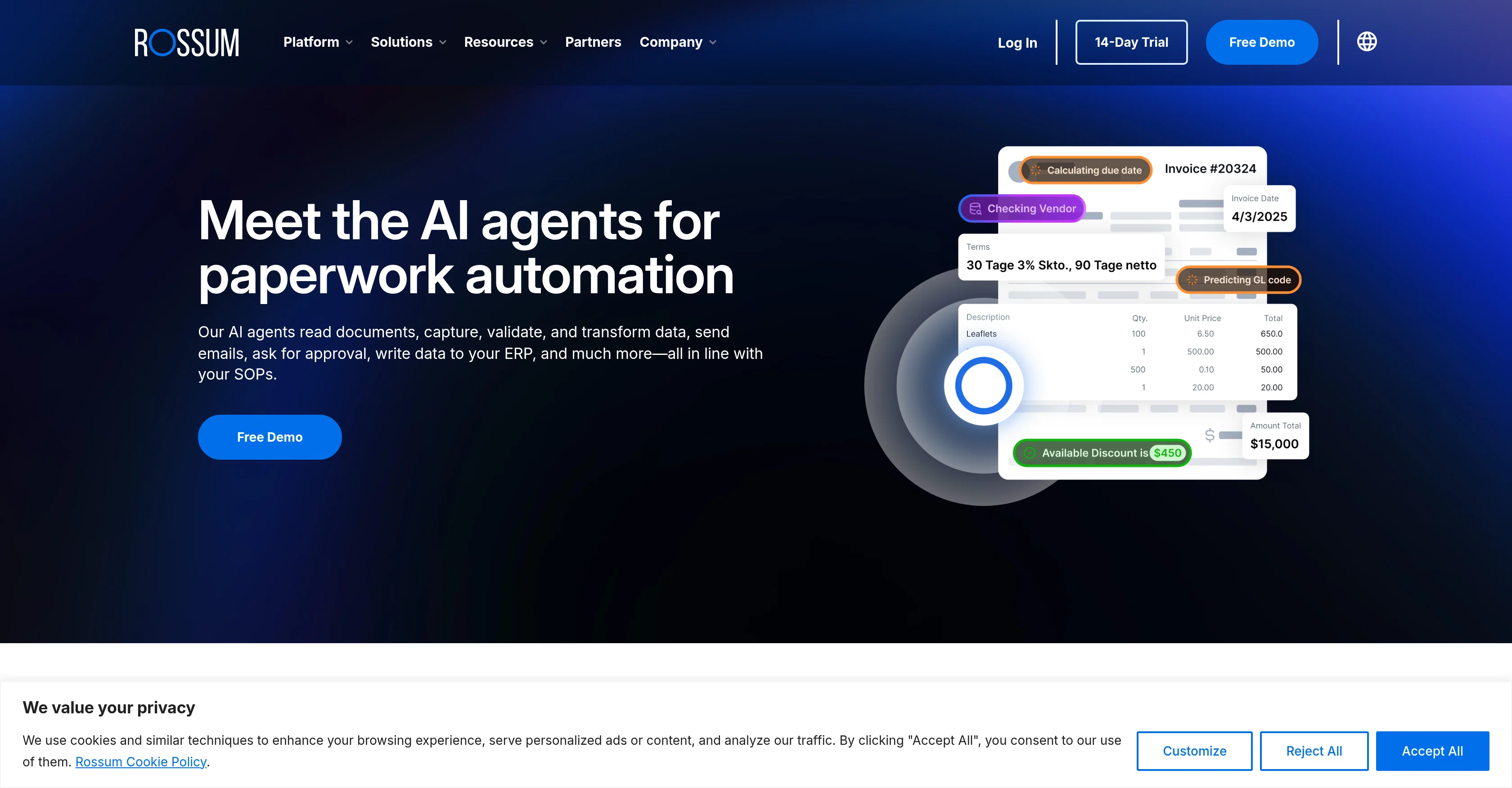 Rossum Agents website