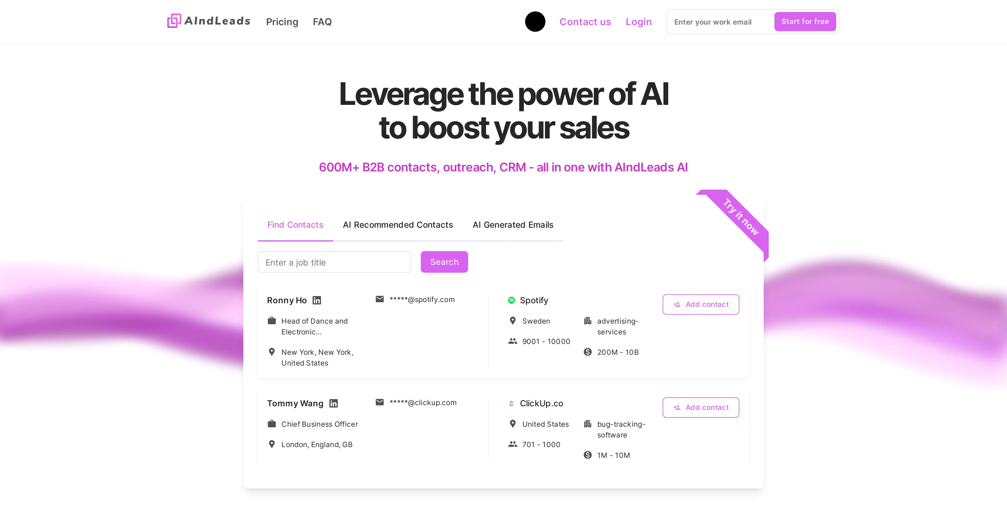 AIndLeads website