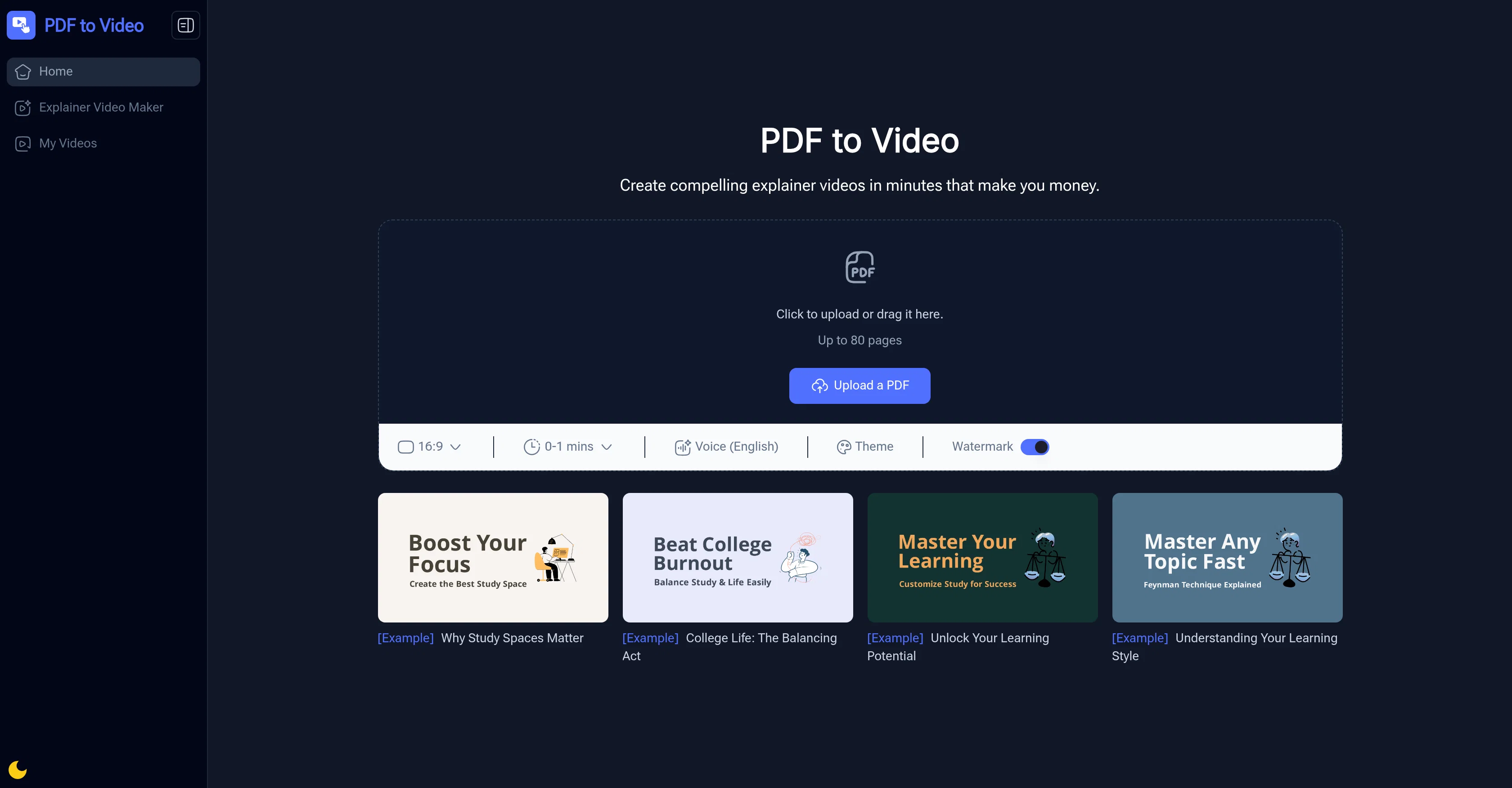 PDF to Video AI website