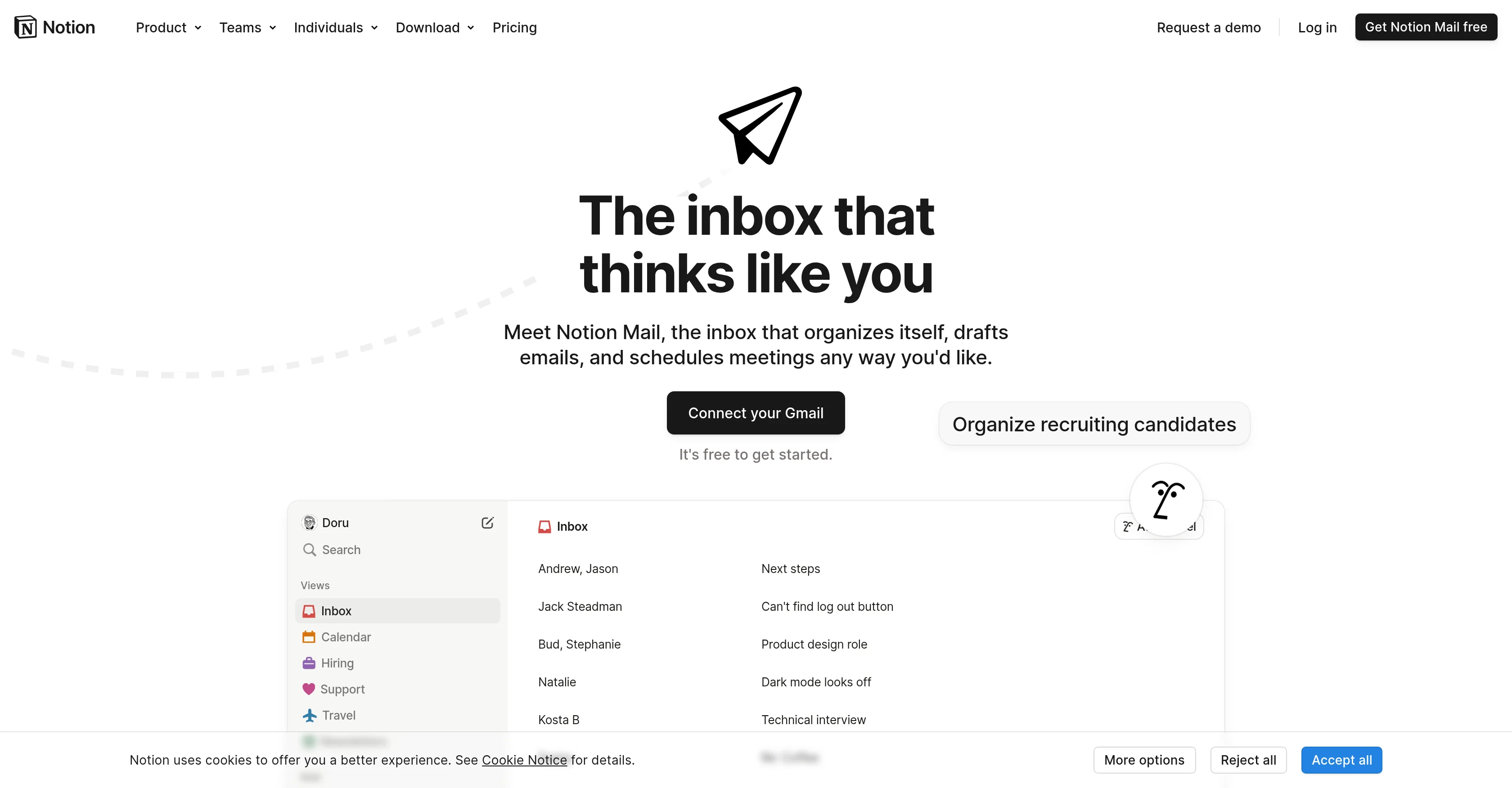 Notion Mail website