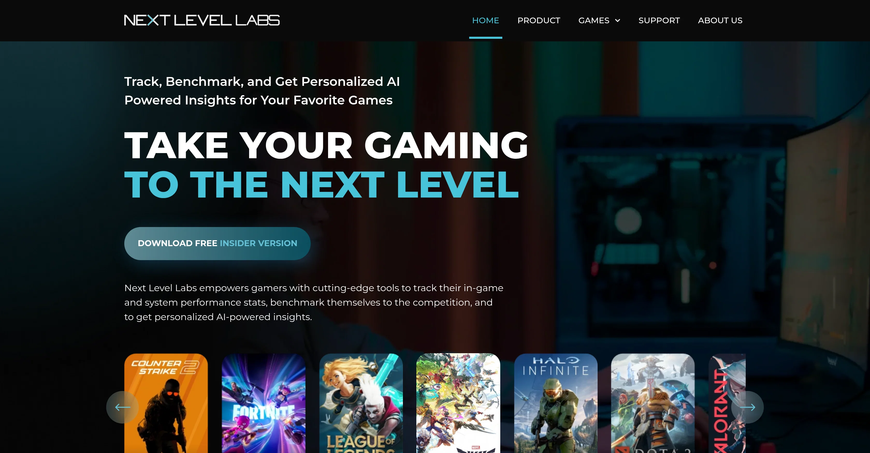 Next Level Labs website