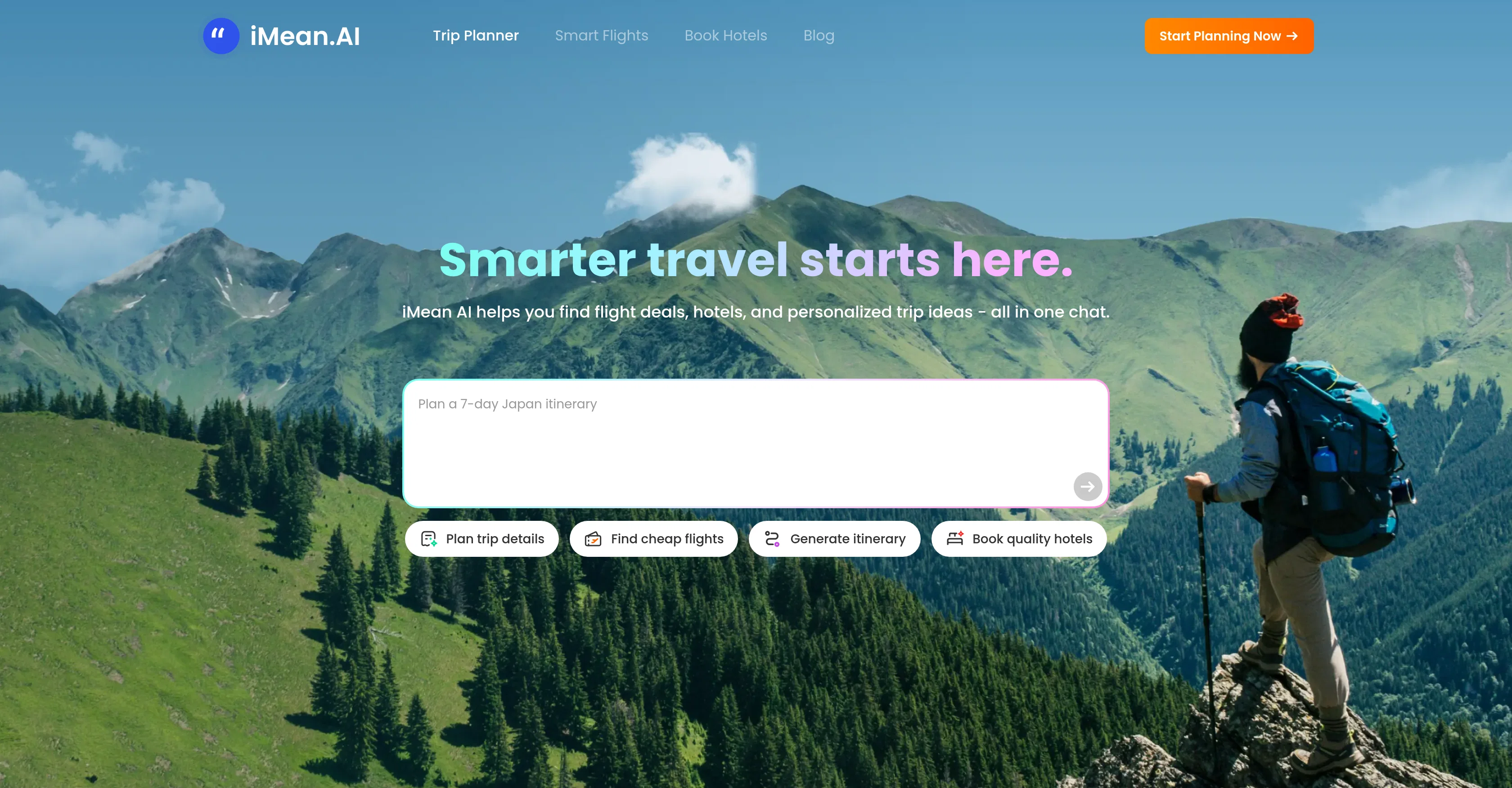 iMean AI Trip Planner website