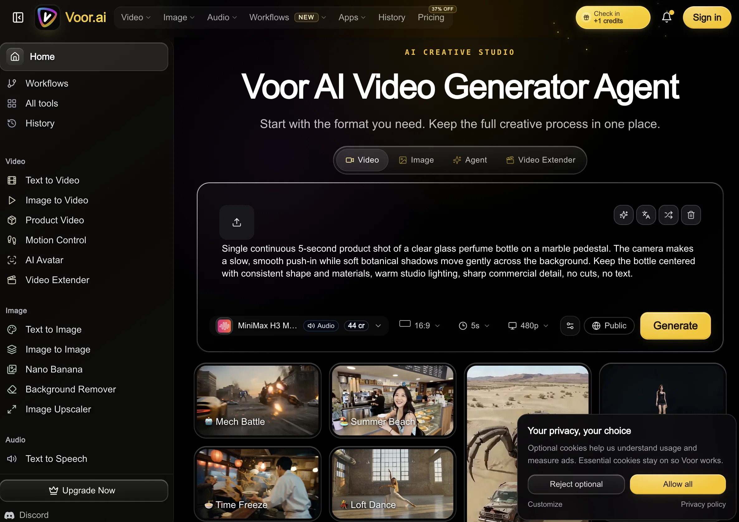Voor AI | Video Generator website