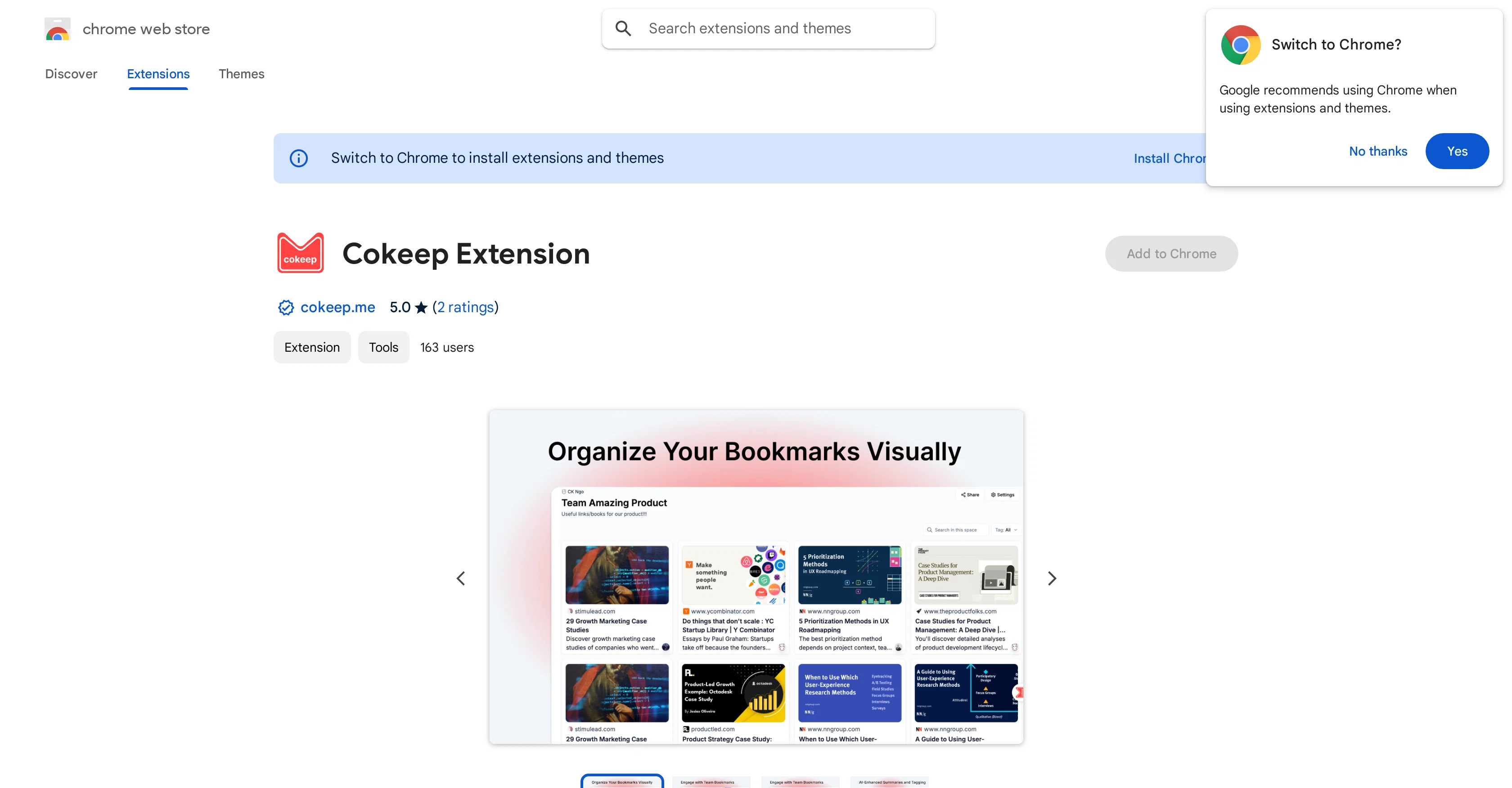 Cokeep Extension website