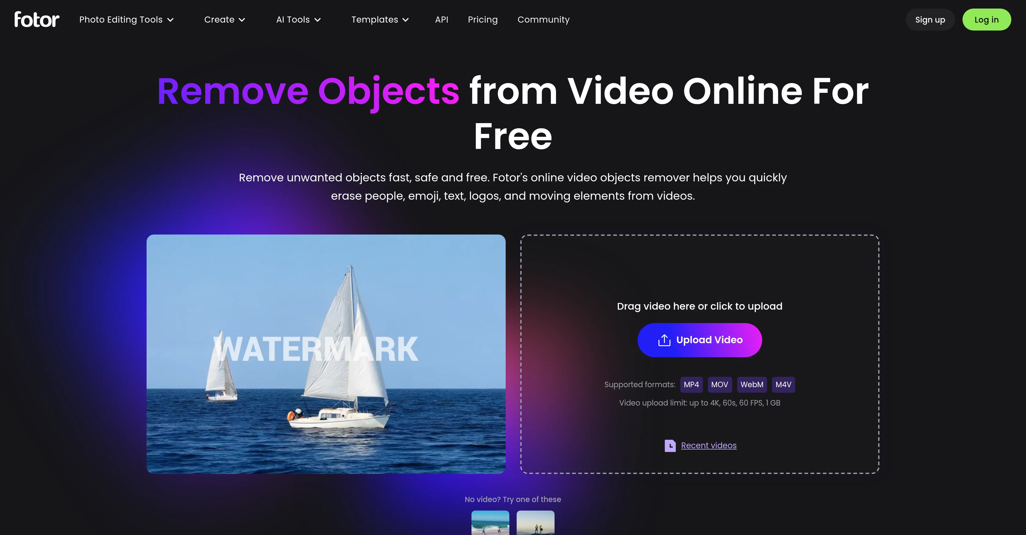 Fotor | AI Video Objects Remover website