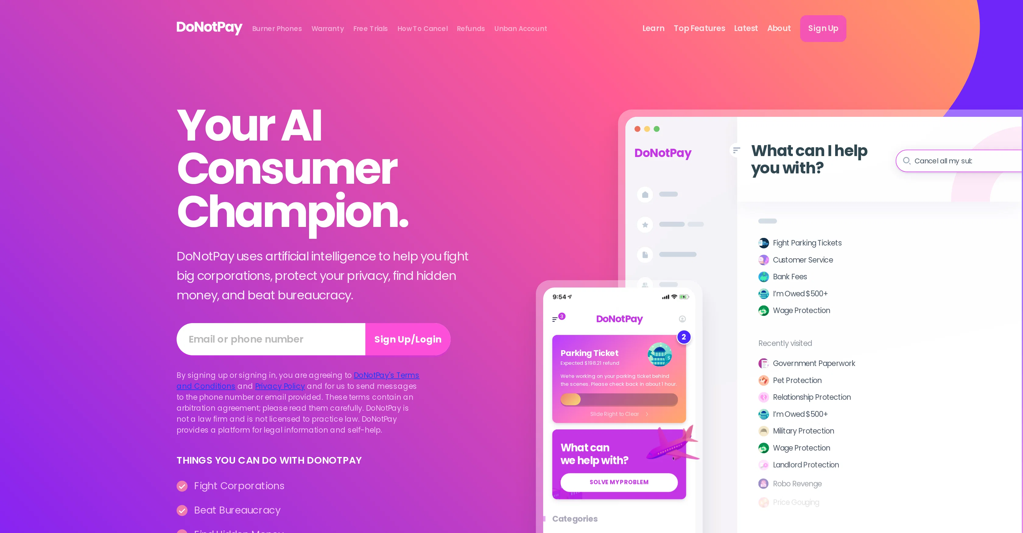 Donotpay website