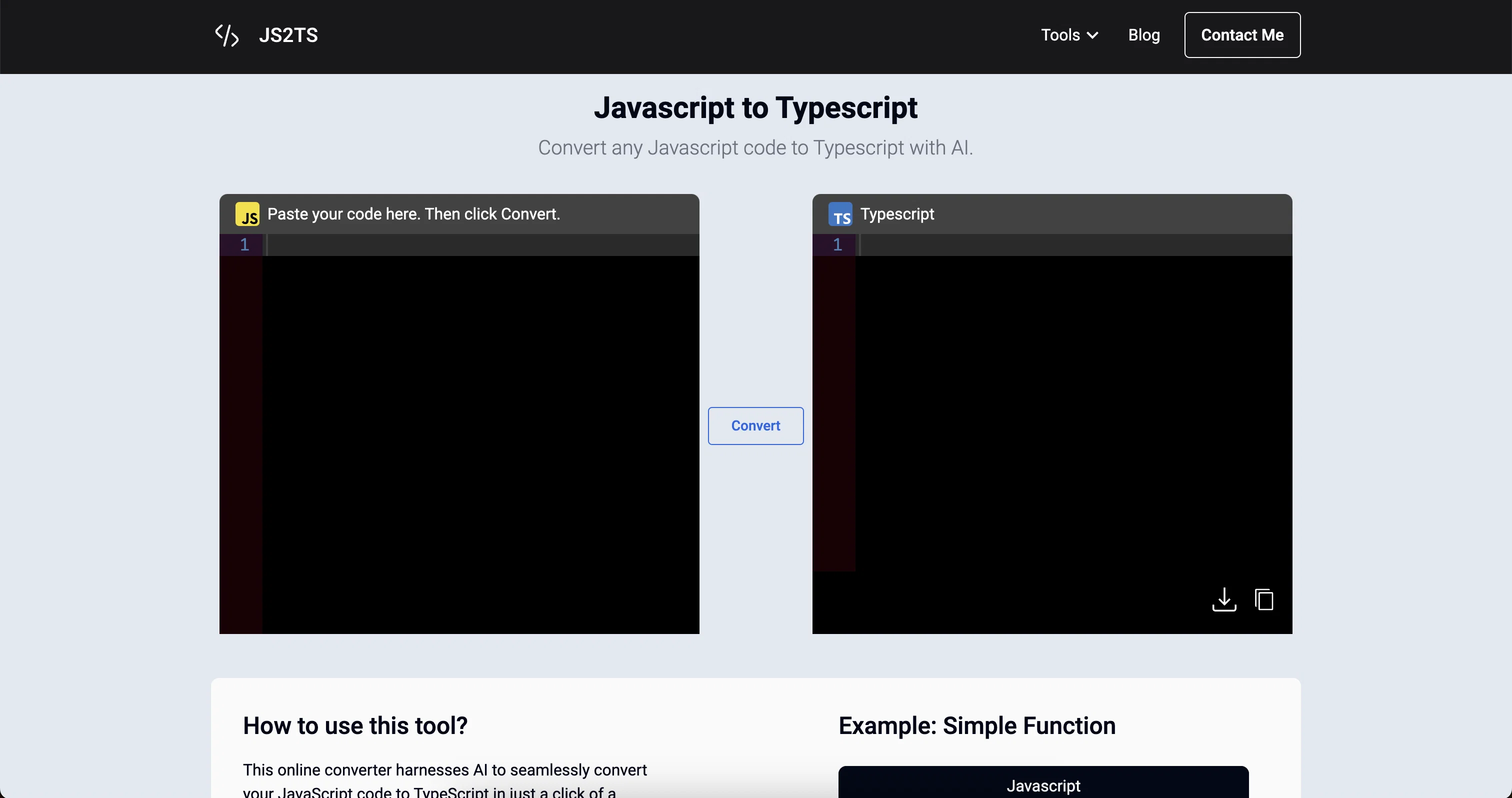 JS2TS - your ultimate code conversion companion website