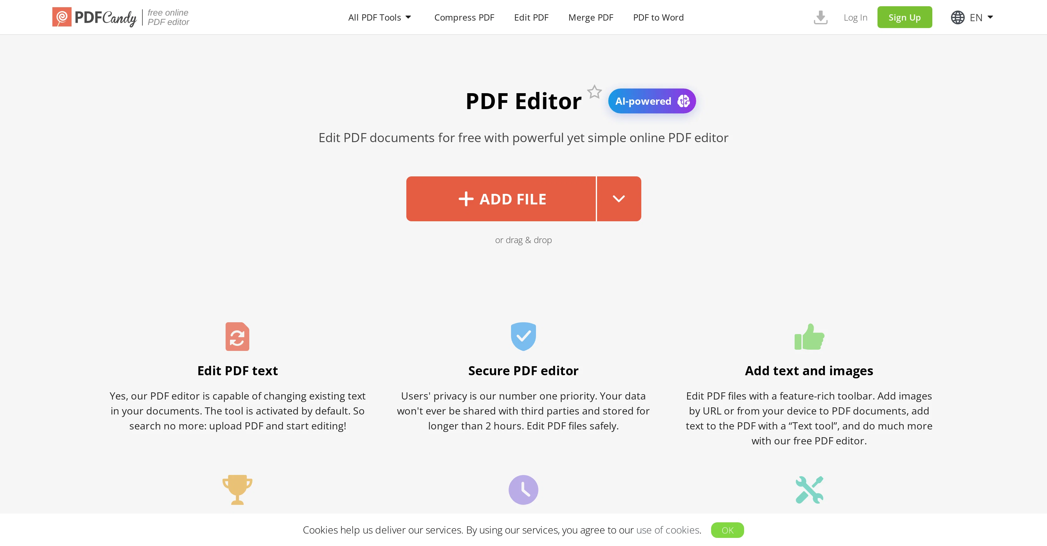 PDFCandy PDF Editor website
