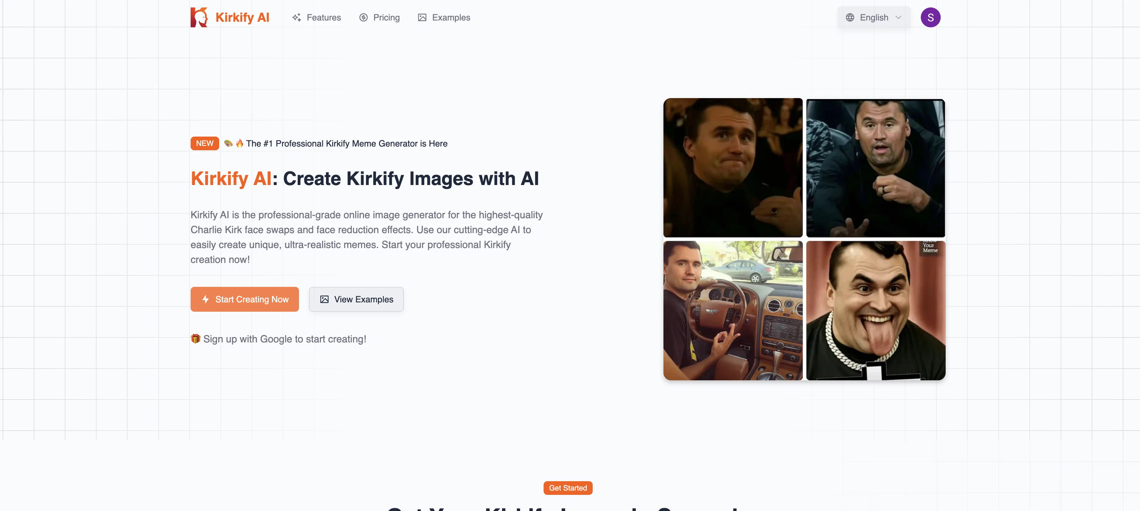 Kirkify AI Images Generator website