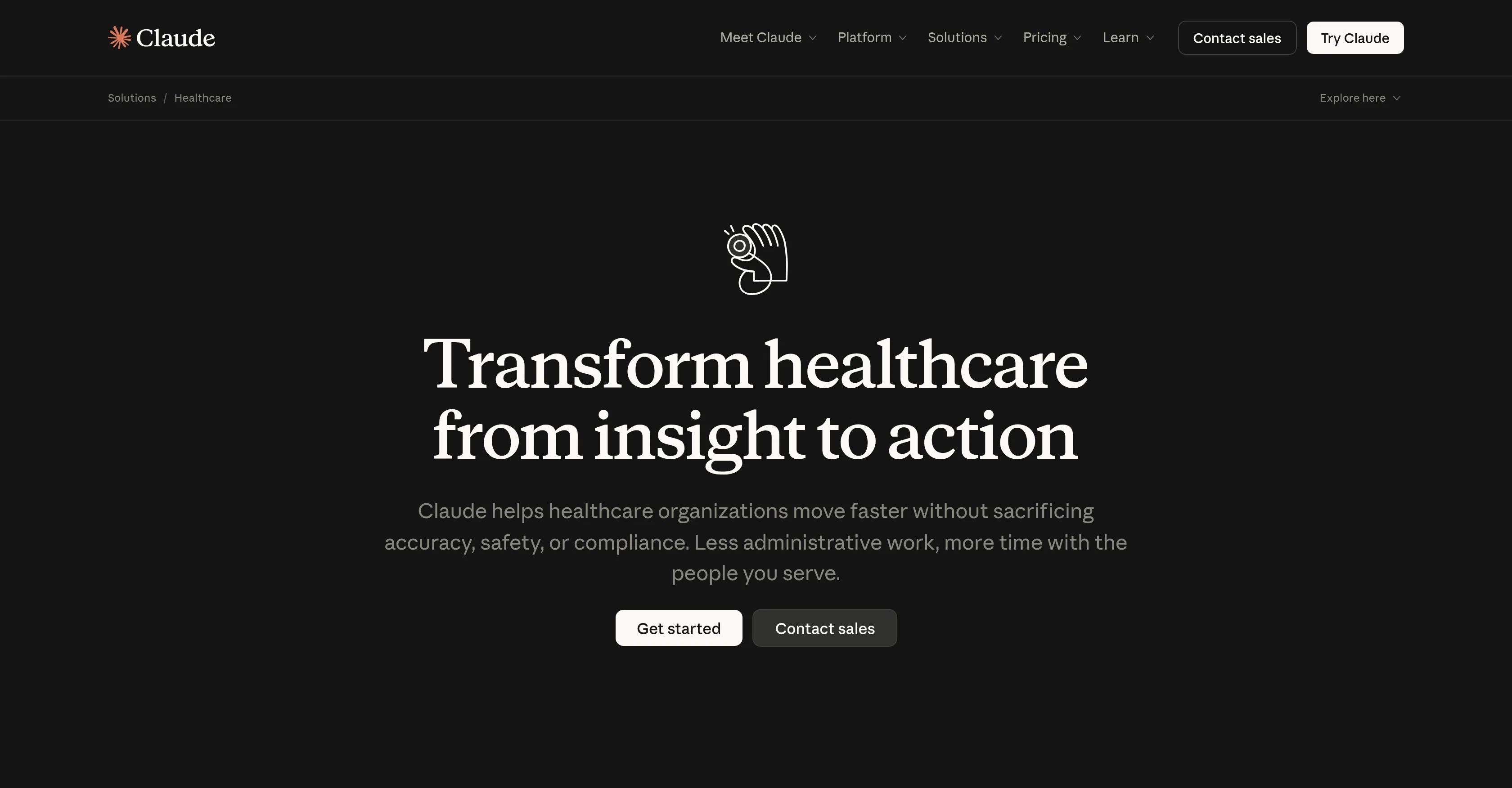 Claude for Healthcare website