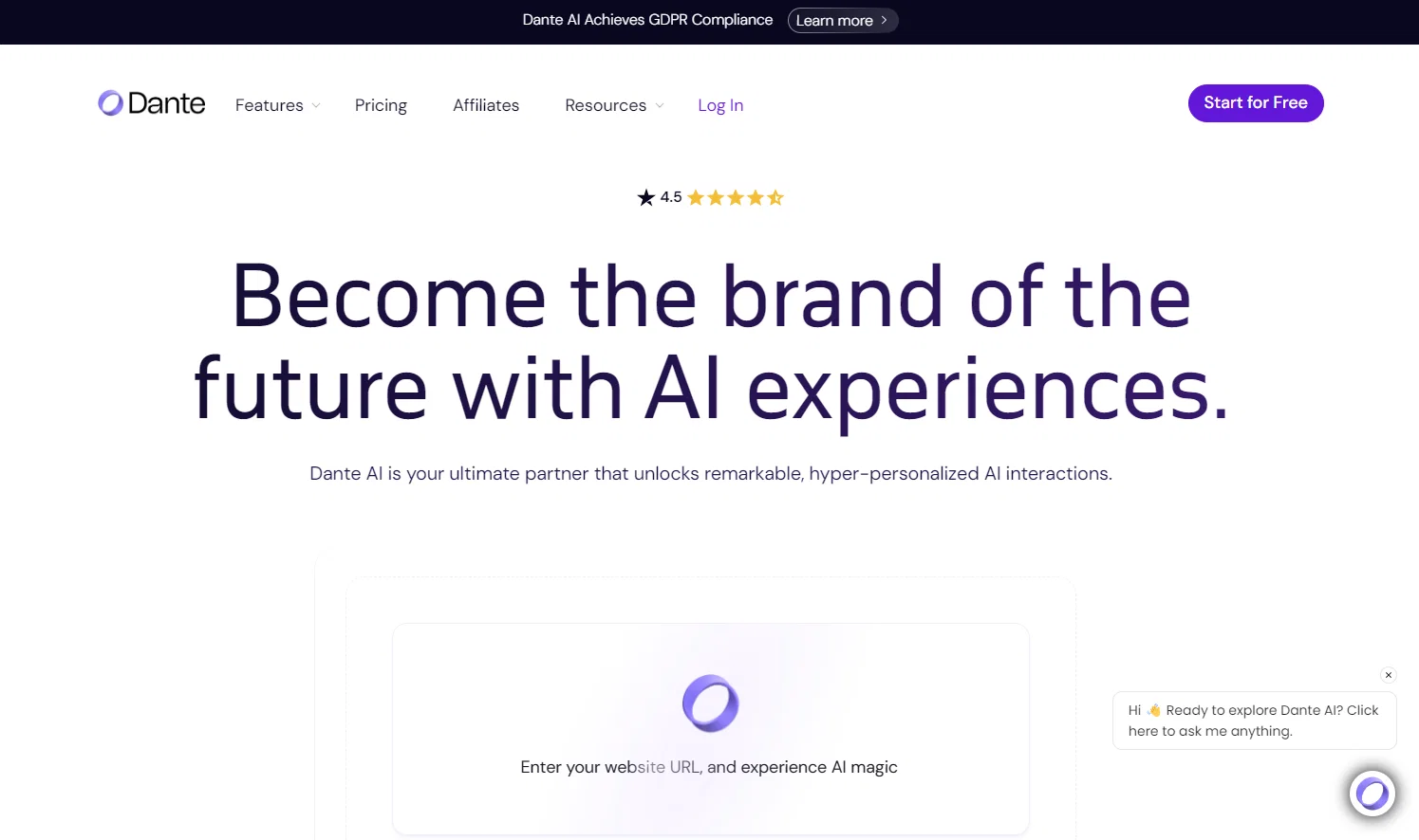 Dante AI website