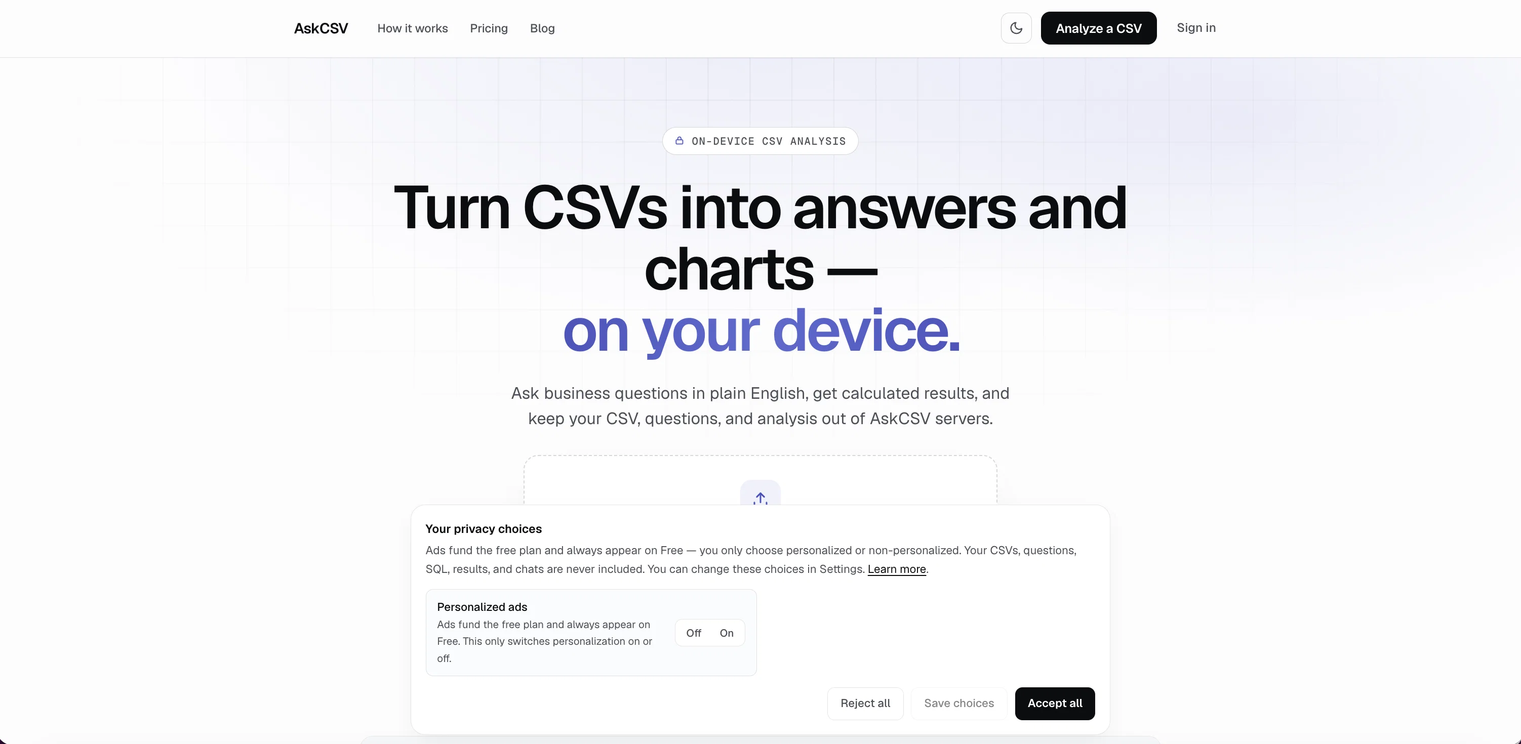 AskCSV website