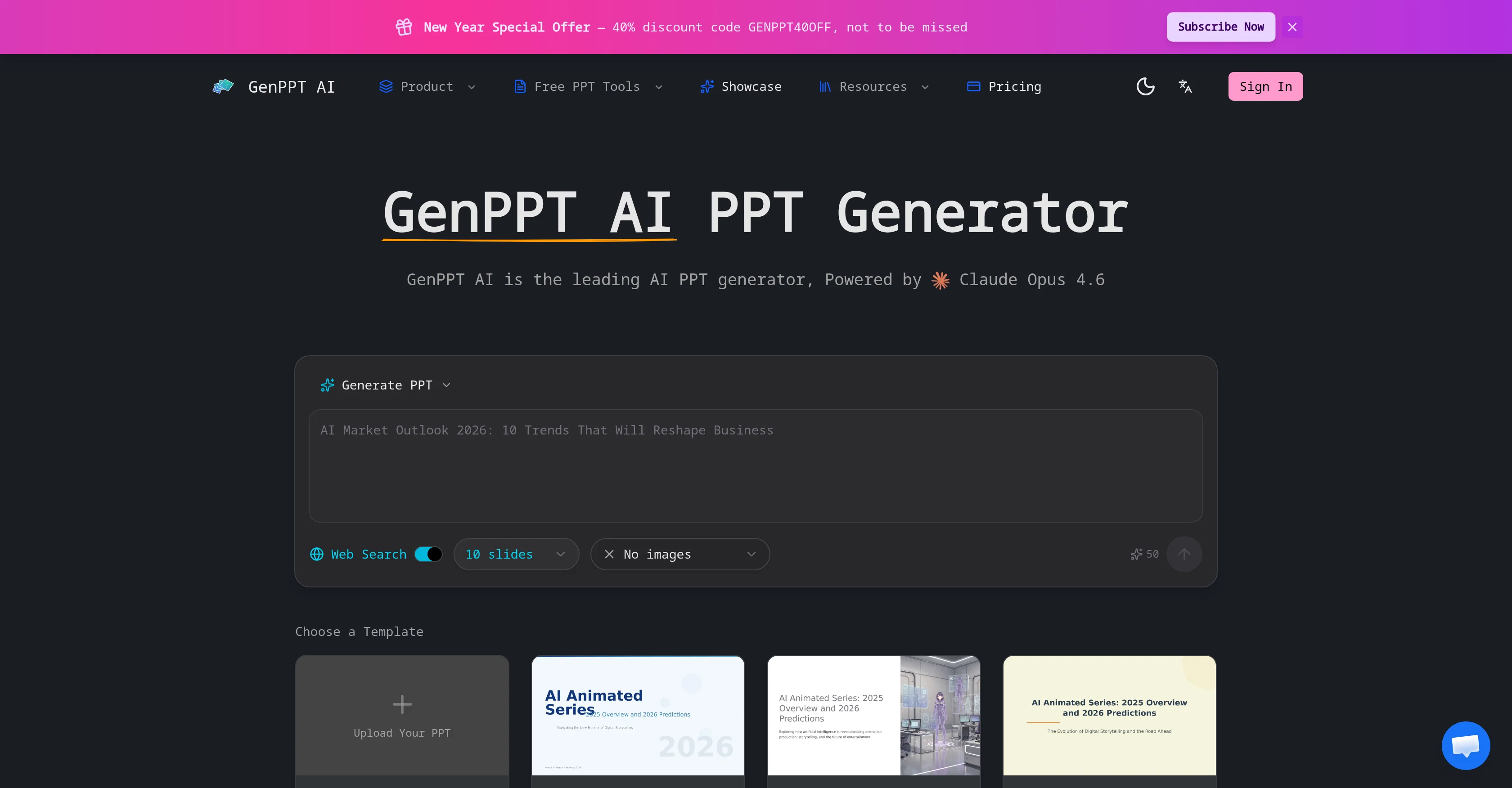 GenPPT AI website