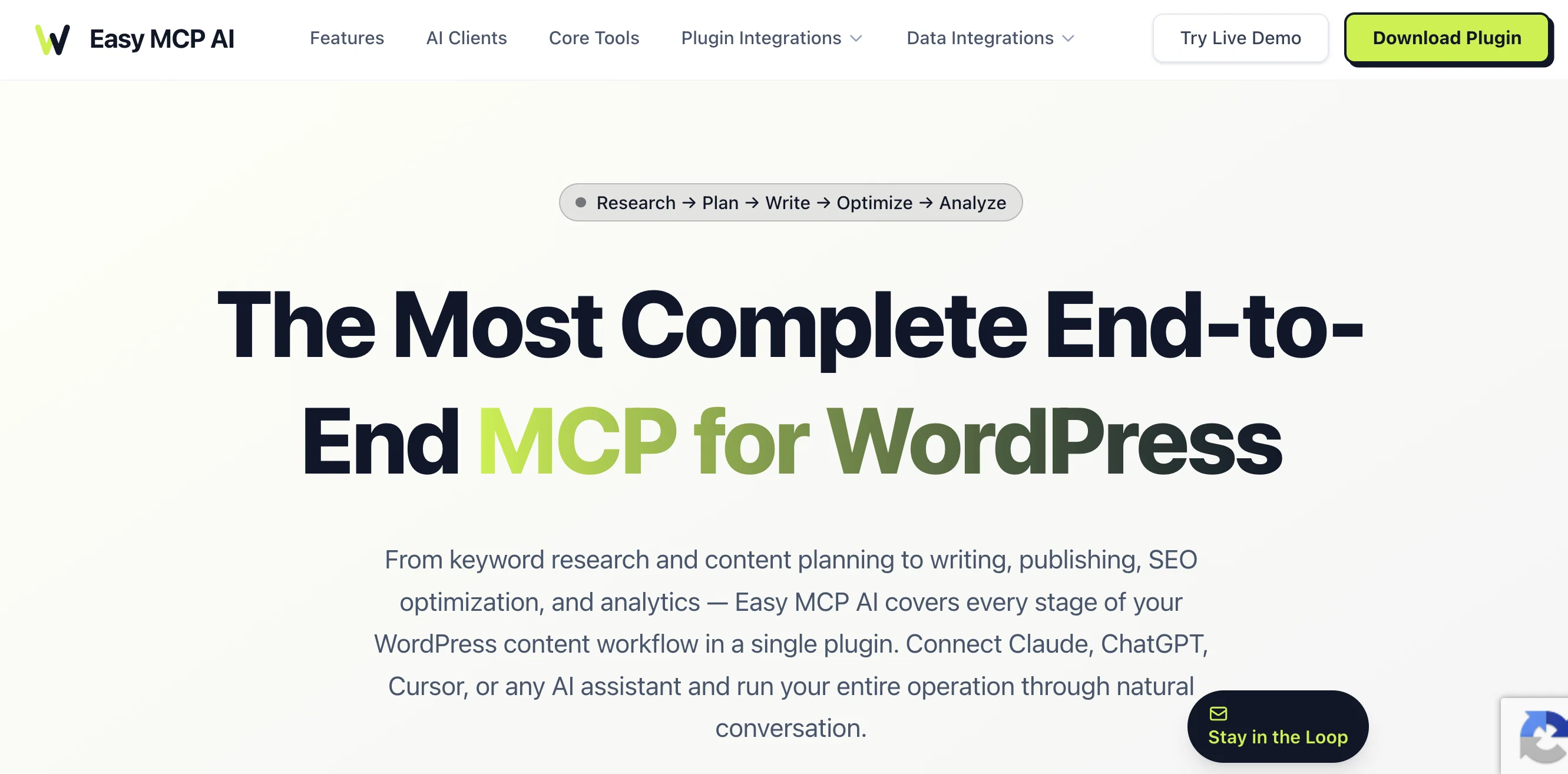 Easy MCP AI - Wordpress Connector for Claude ChatGPT website