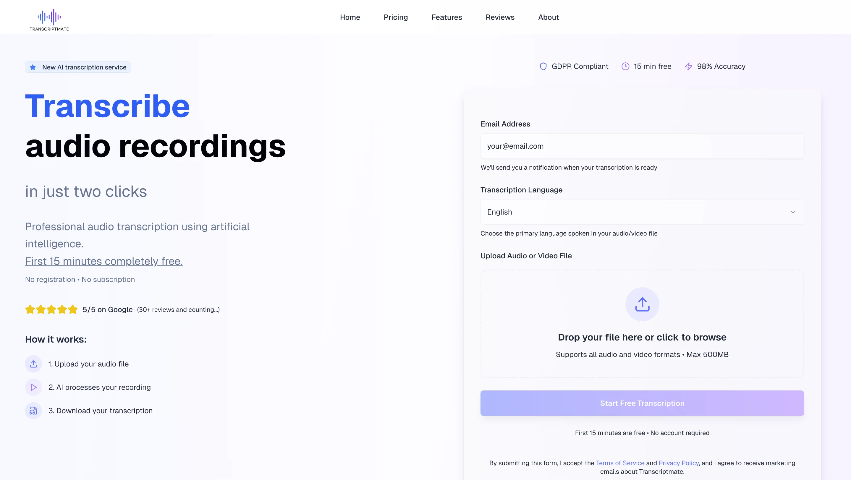 Transcriptmate website