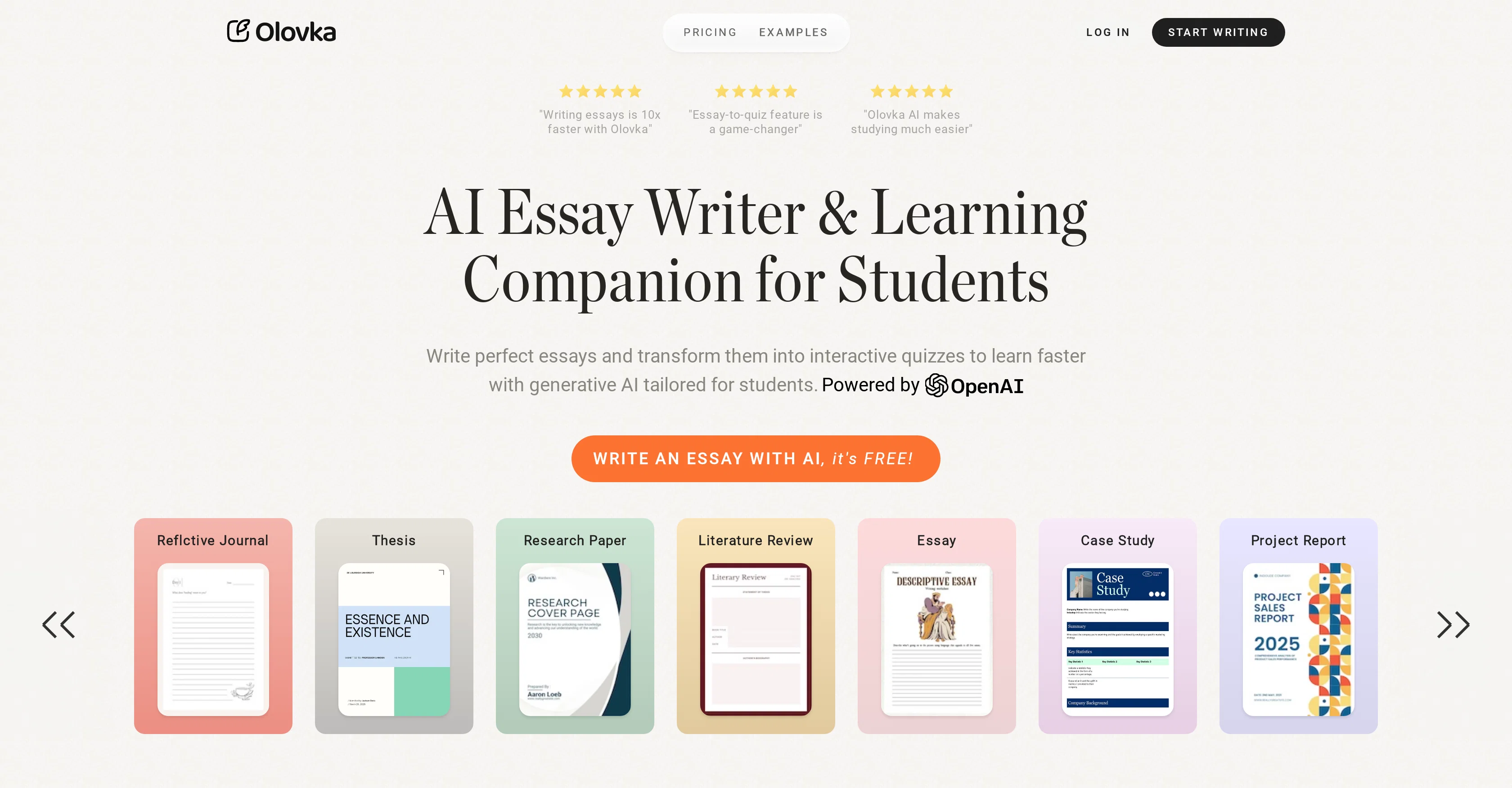 Olovka AI Essay Writer website